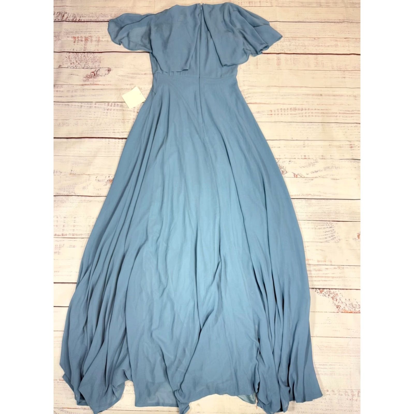 Lulus Lulus Blue Maxi Dress Womens XS V-Neck Flutter Sleeve Long Lined Polyester Dress Size 26" / US 2 / IT 38 - 5 Thumbnail