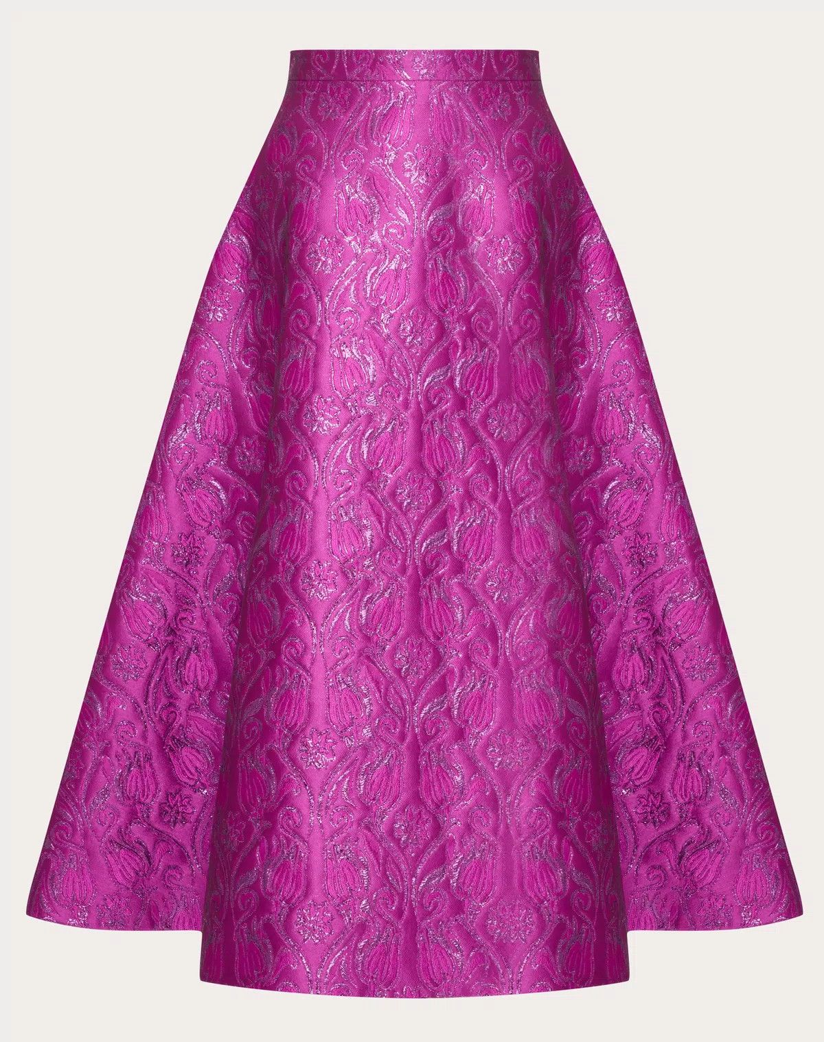 Valentino o1s1wg110426 Metamorphos Tulips Brocade Midi Skirt in Pink Size 30" / US 8 / IT 44 - 1 Thumbnail