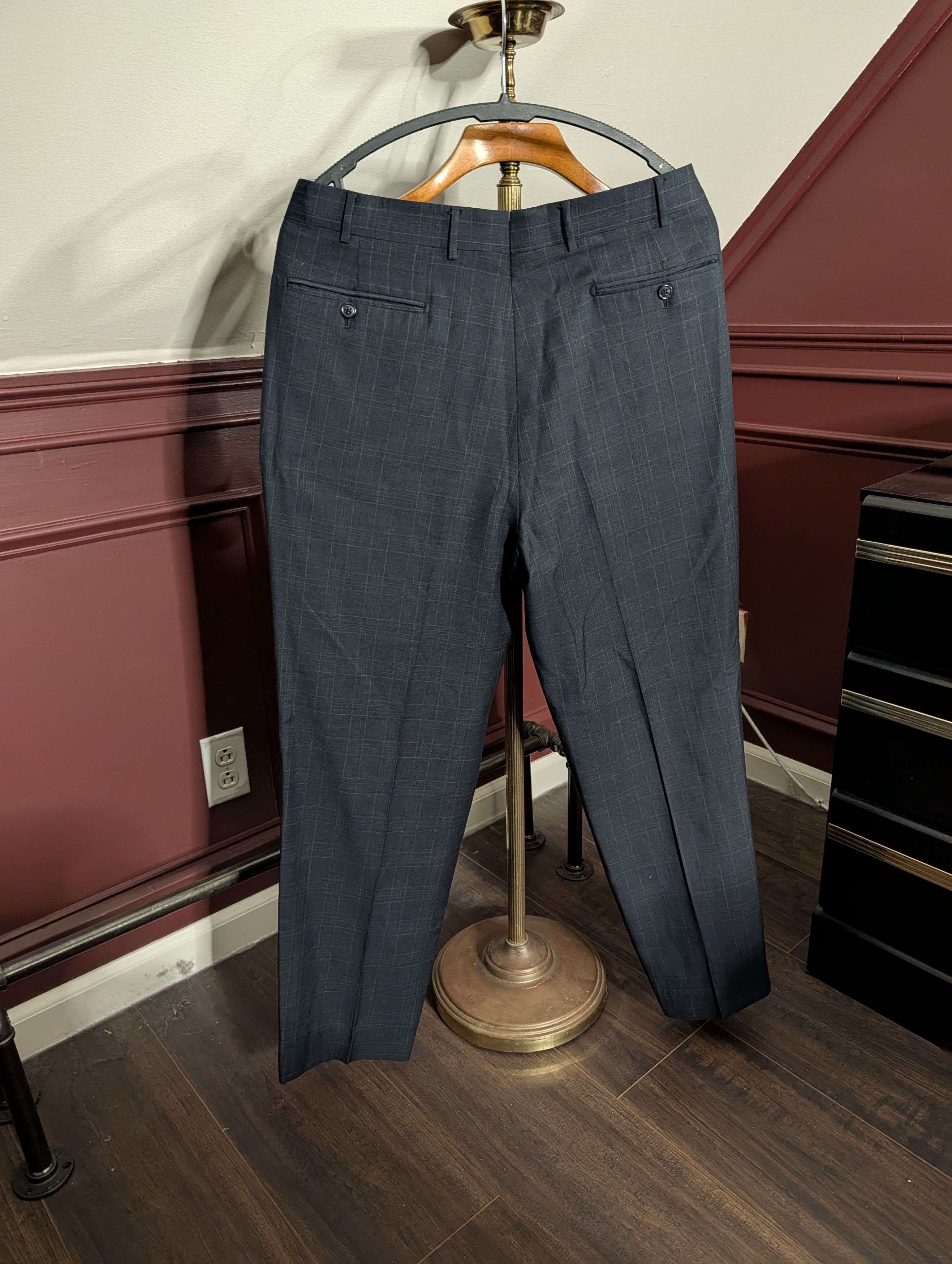Corneliani Merino wool gray check pattern Italian dress pants sz 50 Size US 33 - 7 Thumbnail