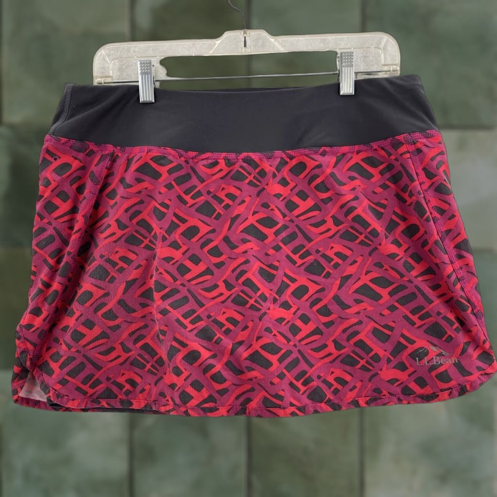 Vintage L.L. Bean Skirt Womens Medium Floral Red Cotton Linen Lightweight Pockets Mini Short Vintage: No Size 32" / US 10 / IT 46 - 1 Thumbnail