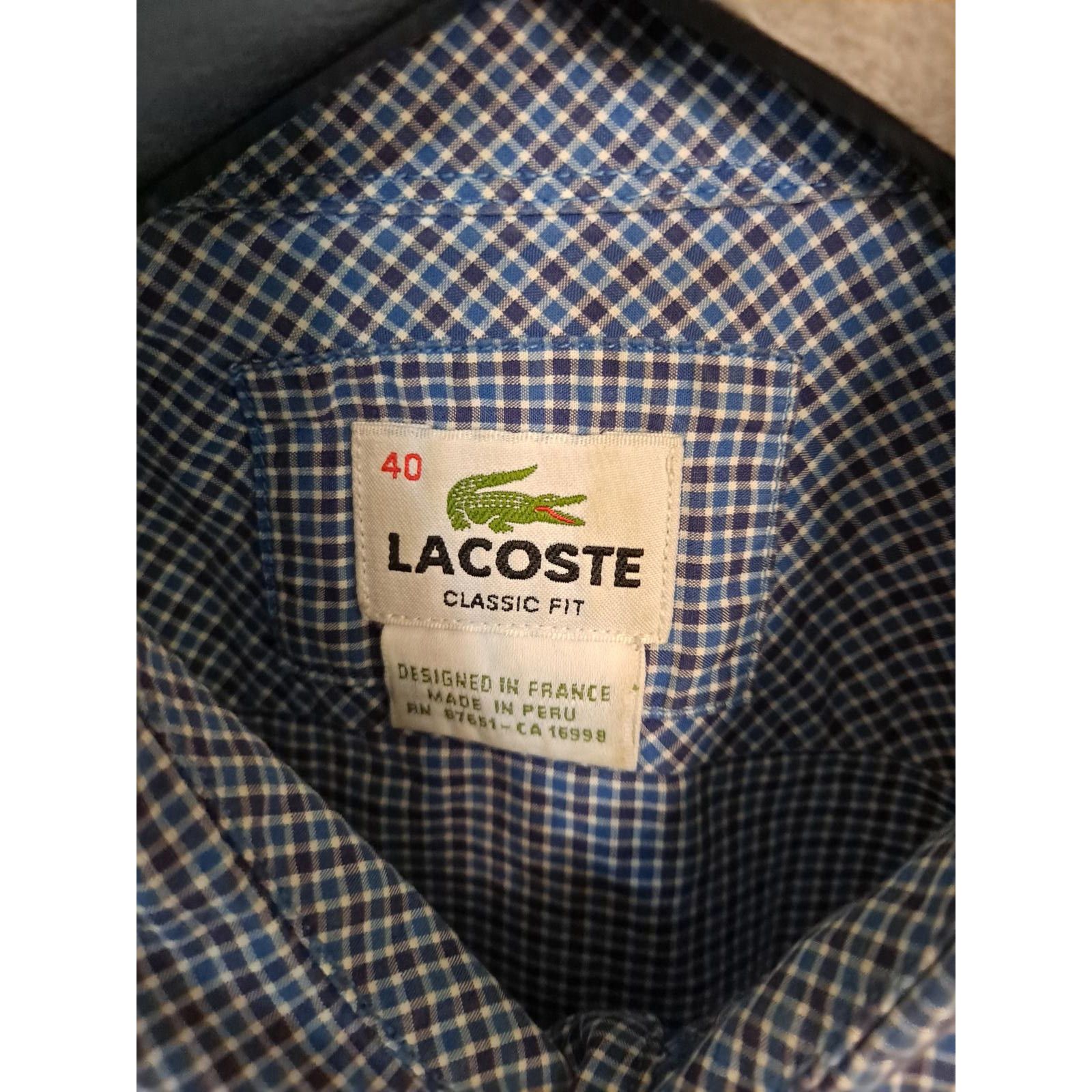 Lacoste LaCoste Blue and Brown Check Button Up Shirt Size 40 Size US M / EU 48-50 / 2 - 4 Thumbnail