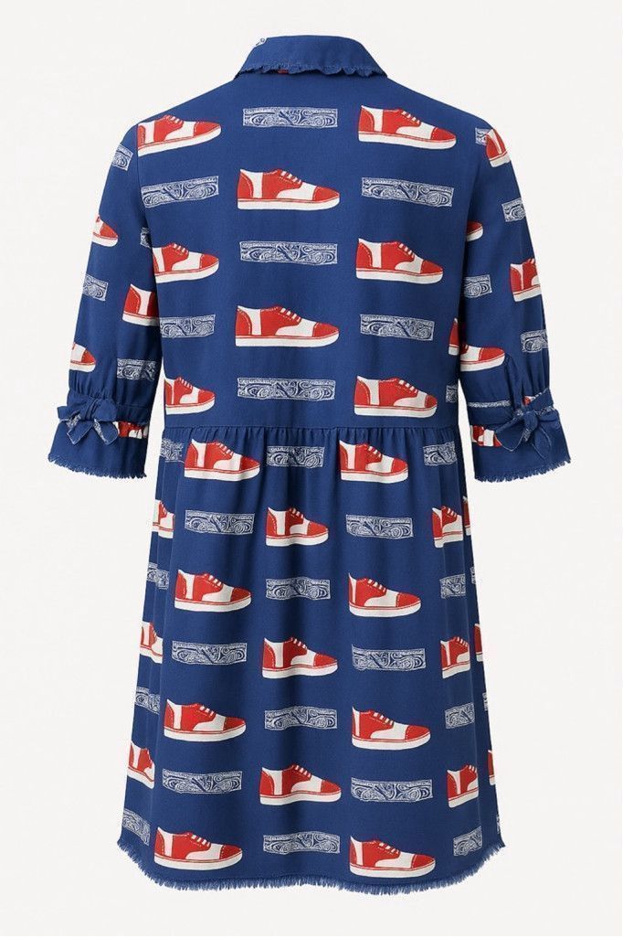 Other Dizzy Lizzie Red Sneaker Print Shirt Dress – M, 100% Cotton Size L / US 10 / IT 46 - 3 Thumbnail