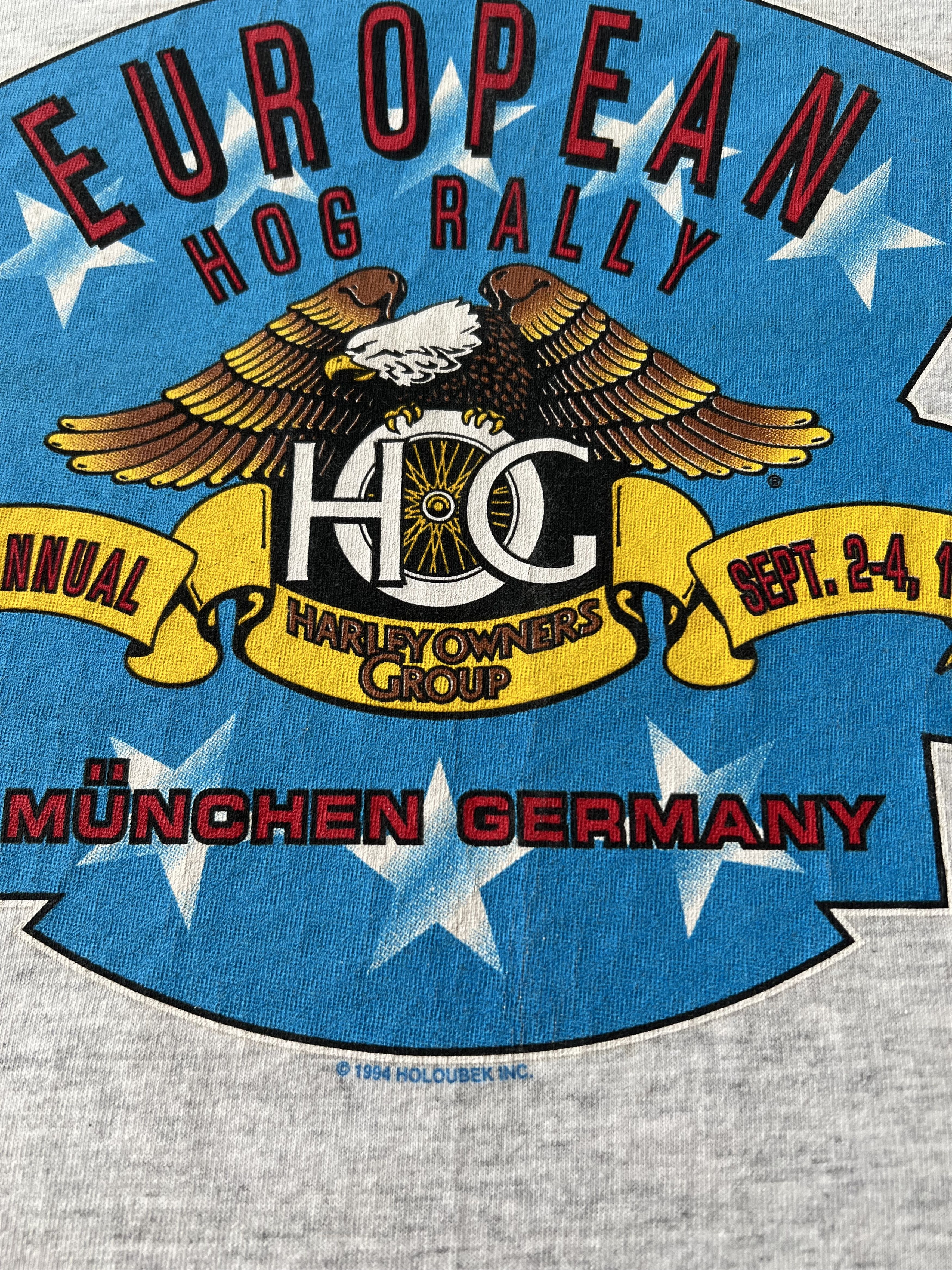 Harley Davidson Vintage 1994 Harley Davidson Hog Rally Eagle Gray T-shirt Size US XL / EU 56 / 4 - 5 Thumbnail