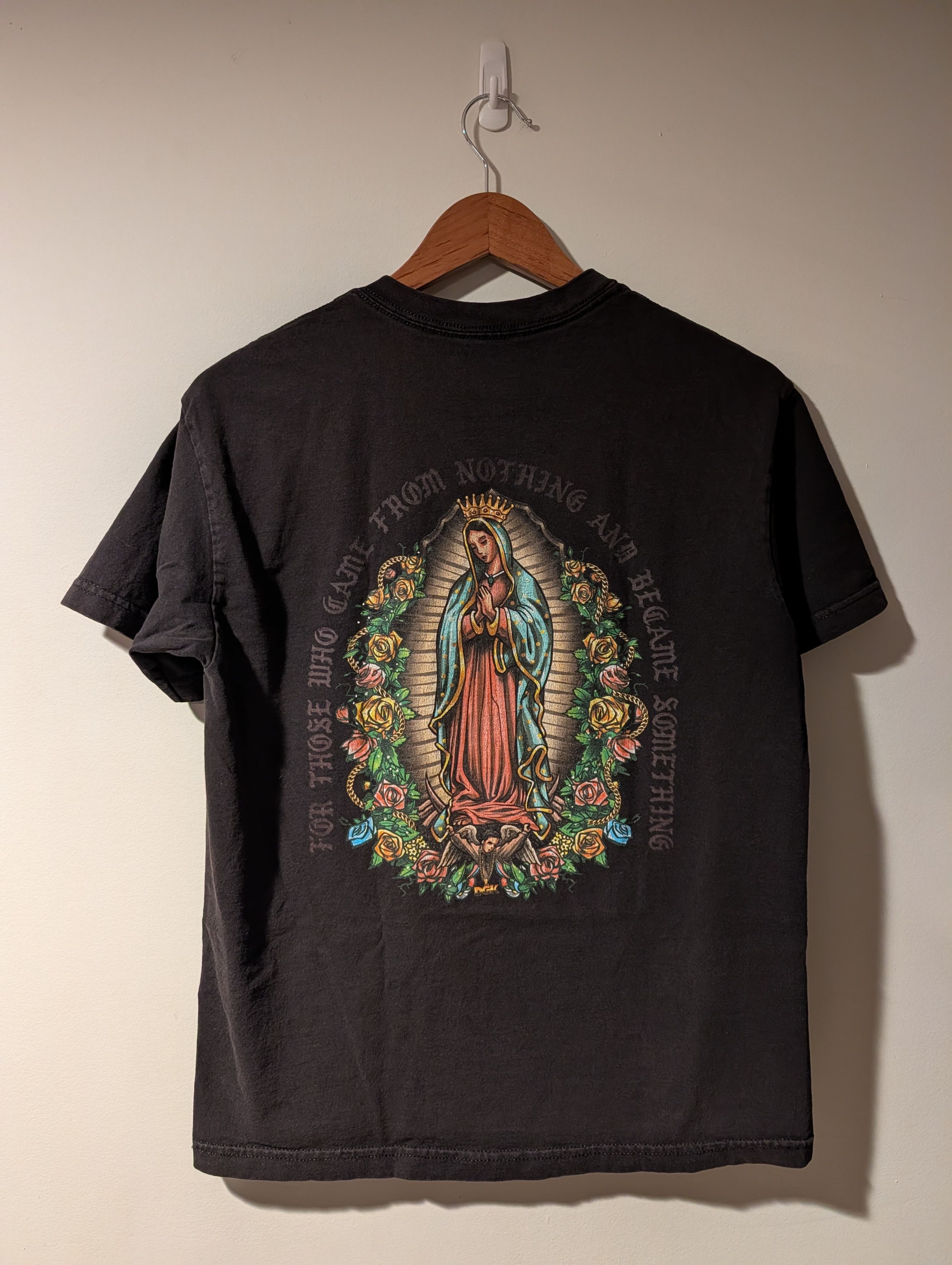 DGK T-Shirt Mens M Black Rose Virgin Mary Guadalupe Tee