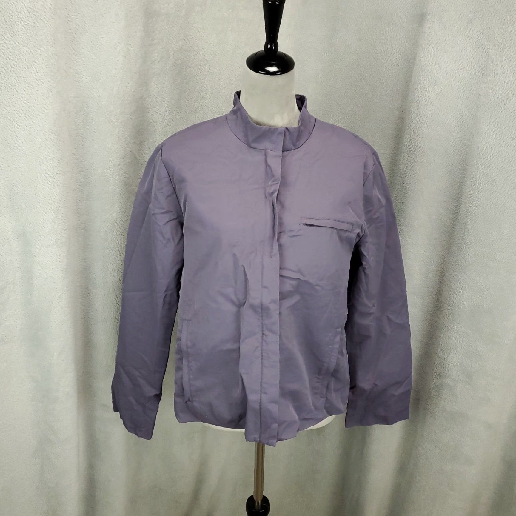 Eileen Fisher VINTAGE Eileen Fisher Jacket Womens L Purple Full Zip Pockets Lined Knit Cotton Blend Short Sleeve? Size L / US 10 / IT 46 - 2 Thumbnail