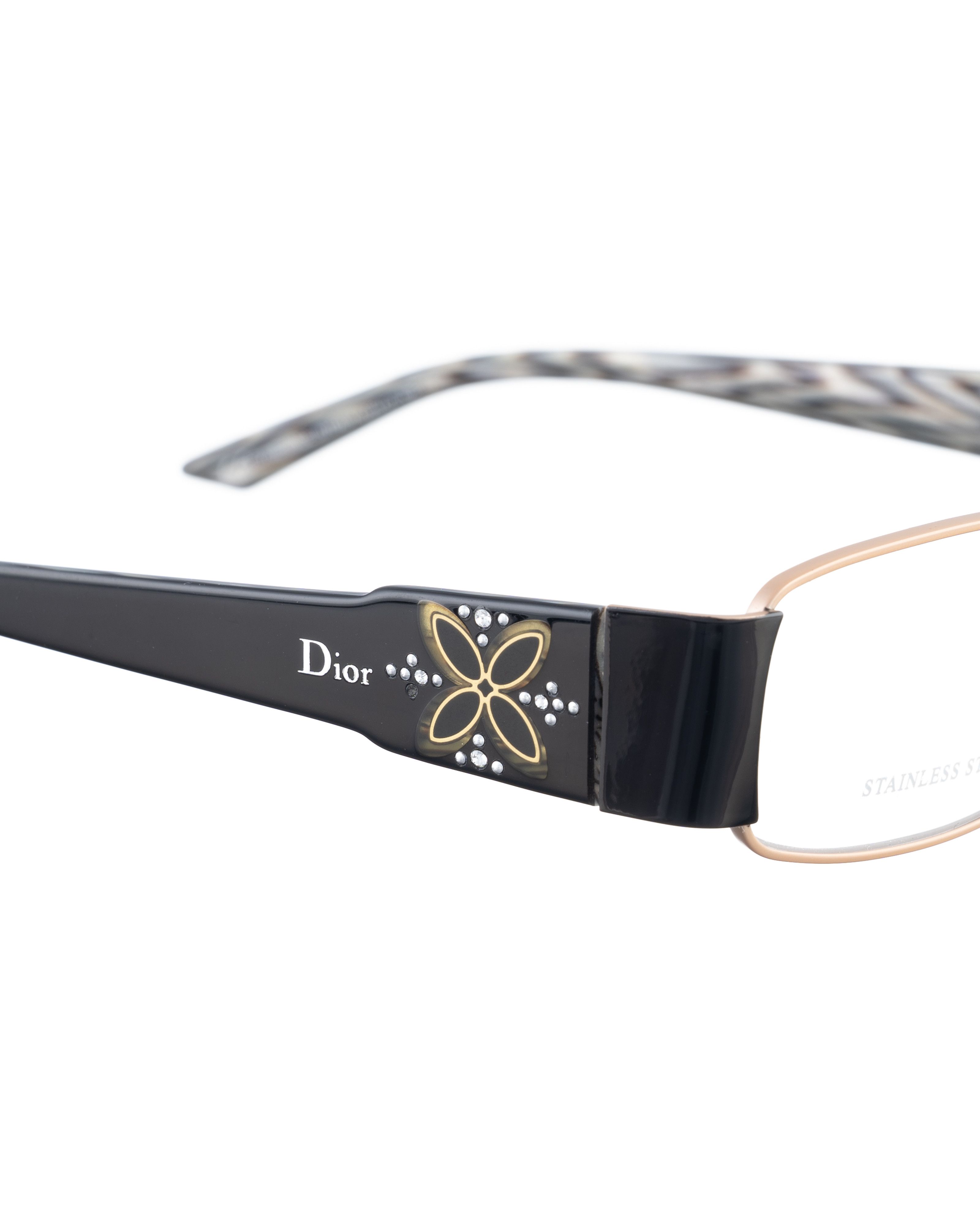 Dior Dior 00s Matte Gold & Abstract Pattern Rectangular Glasses Size ONE SIZE - 2 Thumbnail