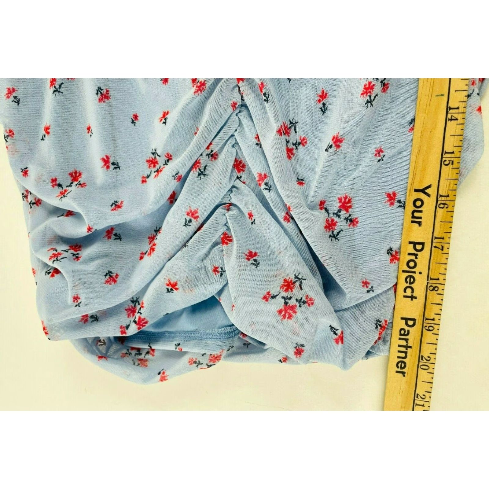 Vintage ABOUND Crop Top Women’s Size XL Blue Floral Puff Sleeve Ruched Square neck NWT Cropped Tank Size XL / US 12-14 / IT 48-50 - 5 Thumbnail