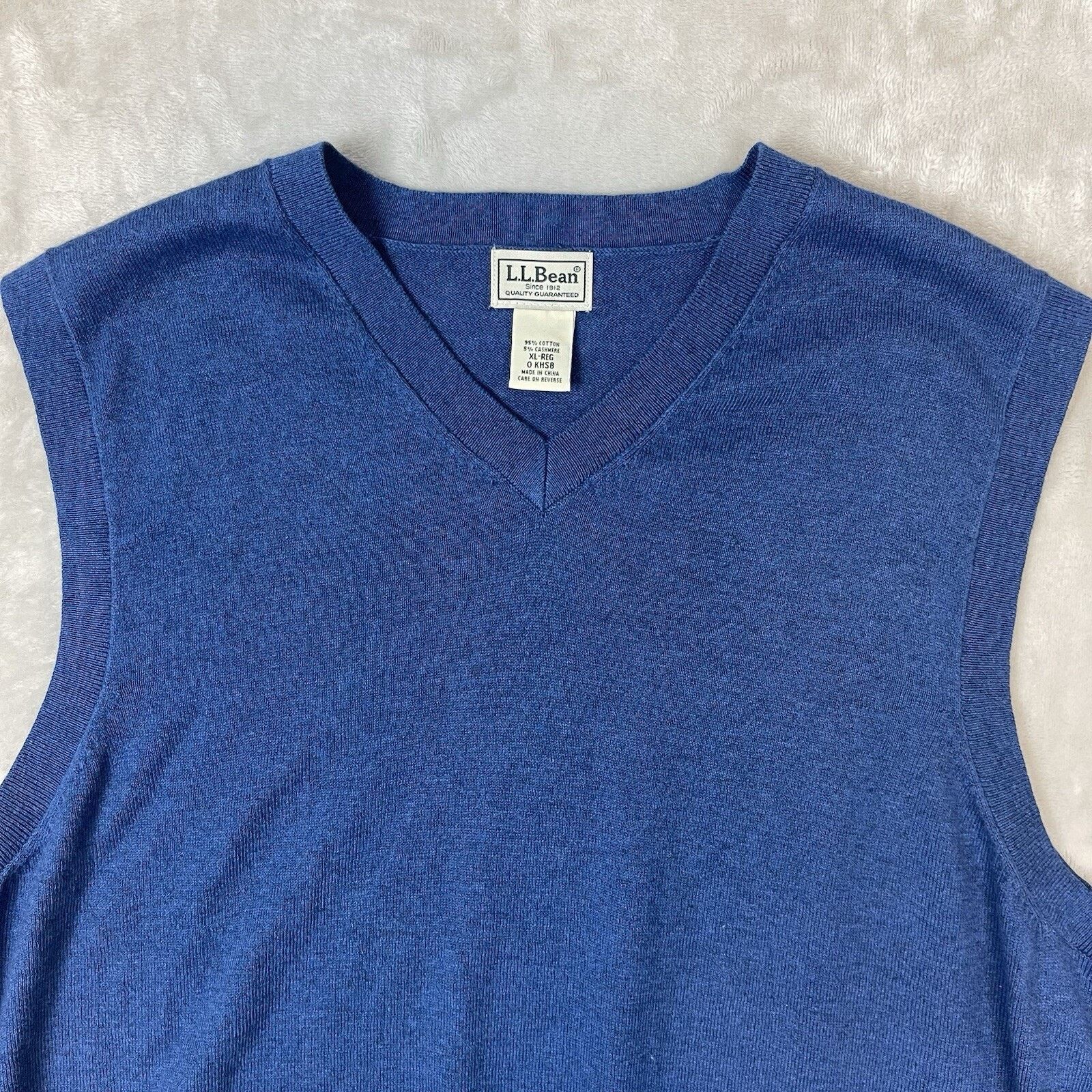 L.L. Bean L.L.Bean Men's XL Navy Cotton Cashmere V Neck Sweater Vest Size US XL / EU 56 / 4 - 2 Thumbnail
