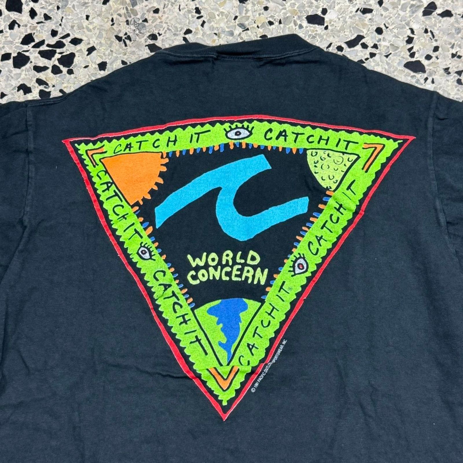 Other × Vintage VINTAGE 90S SINGLE STITCH CATCH IT WORLD CONCERN POCKET TEE: Size US L / EU 52-54 / 3 - 2 Thumbnail