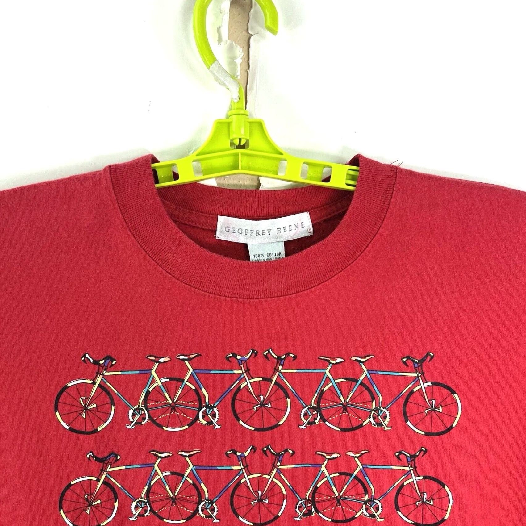 Vintage Goeffrey Beene T-Shirt Mens XL Red Graphic Print Bicycle Crew Neck Short Sleeve Vintage No Size US XL / EU 56 / 4 - 3 Thumbnail
