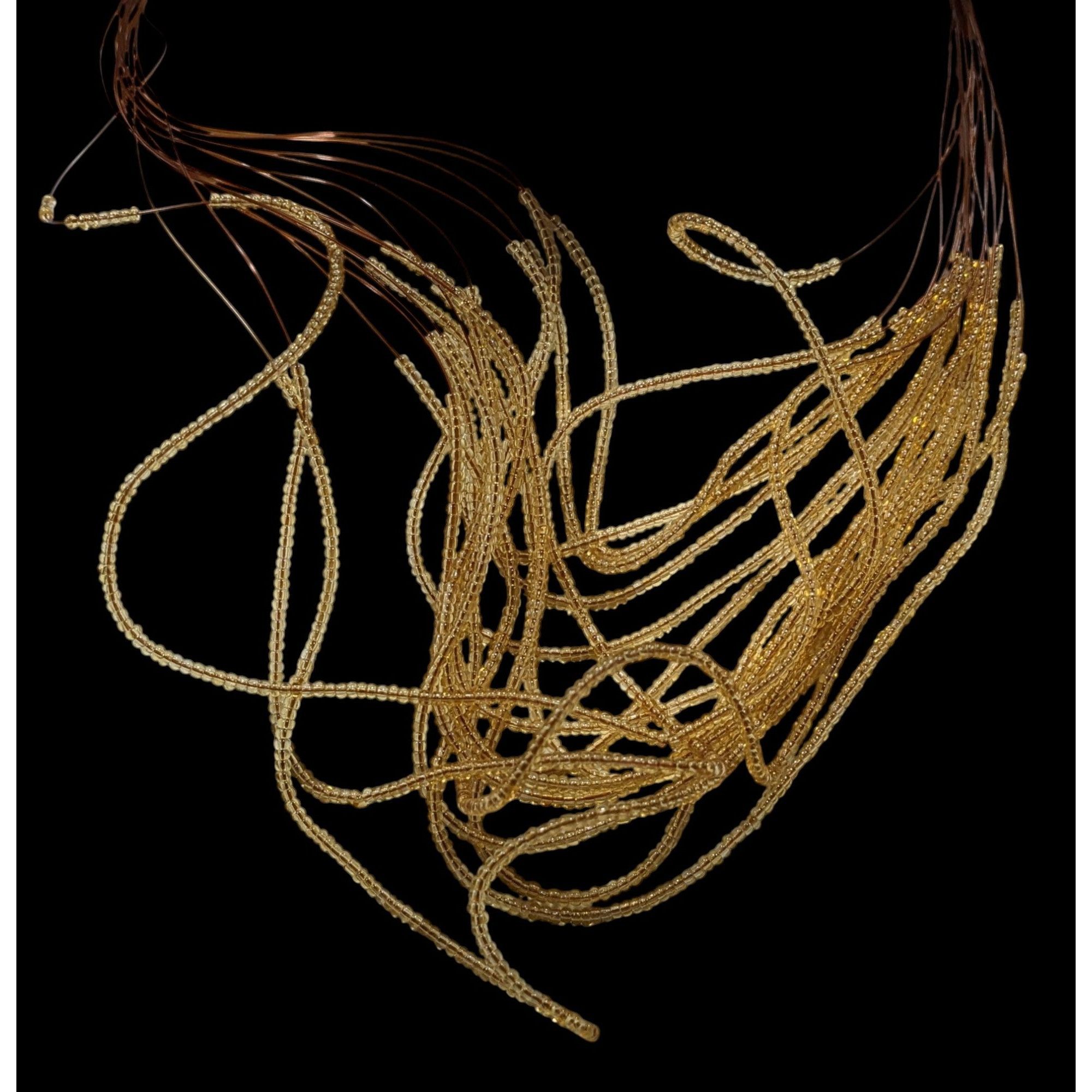 Other Golden Glass Multi-Strand Beaded Necklace On Copper Tone Bea Size ONE SIZE - 4 Thumbnail