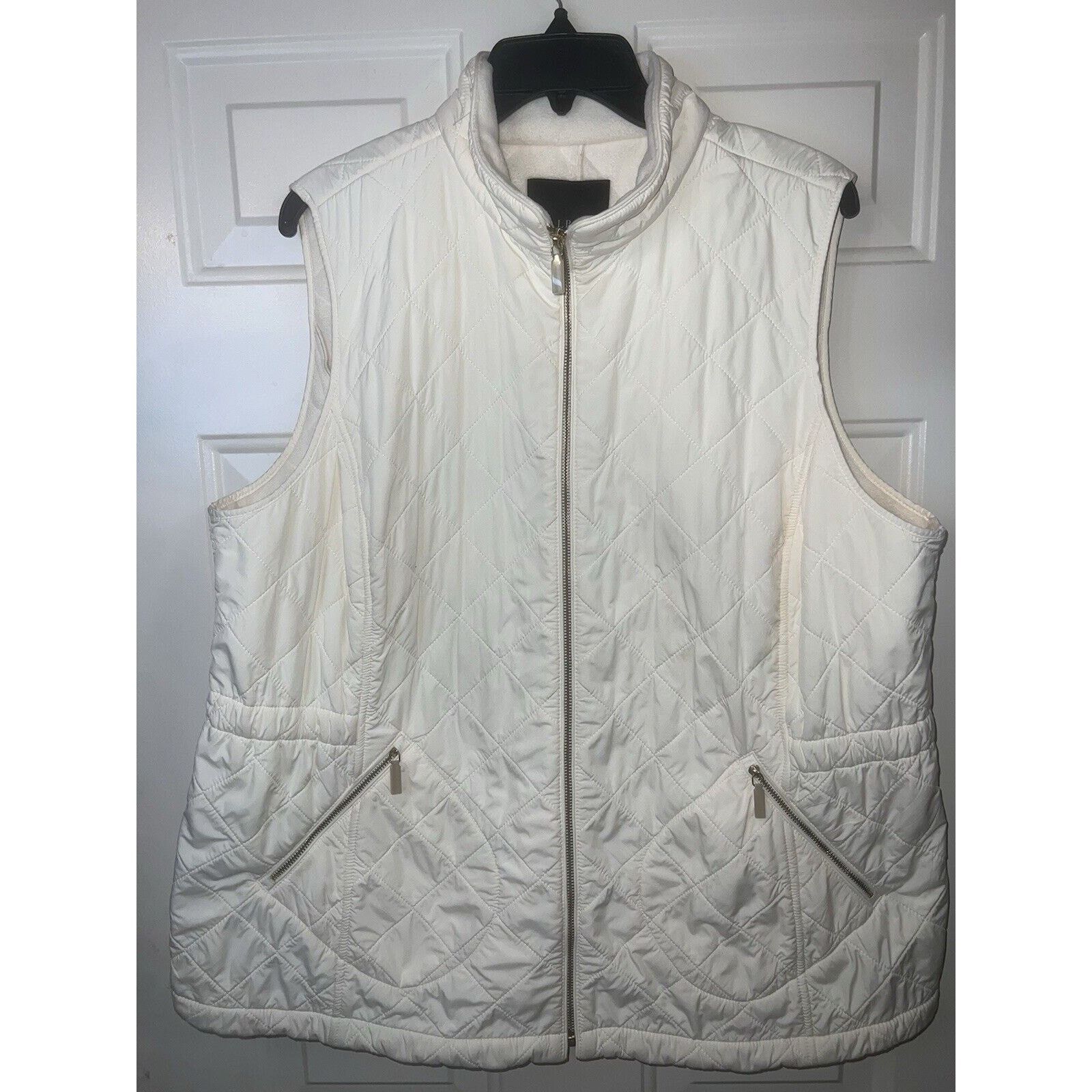 Robert Talbott Talbots White Lined Puffer Vest Women’s Size XL Ivory Jacket Size XL / US 12-14 / IT 48-50 - 2 Thumbnail