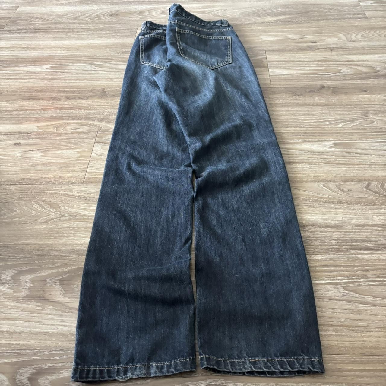 Japanese Brand Crazy Vintage Y2K/2000s Grunge Dark Wash Denim Jeans! 33x34 Size US 33 - 4 Thumbnail