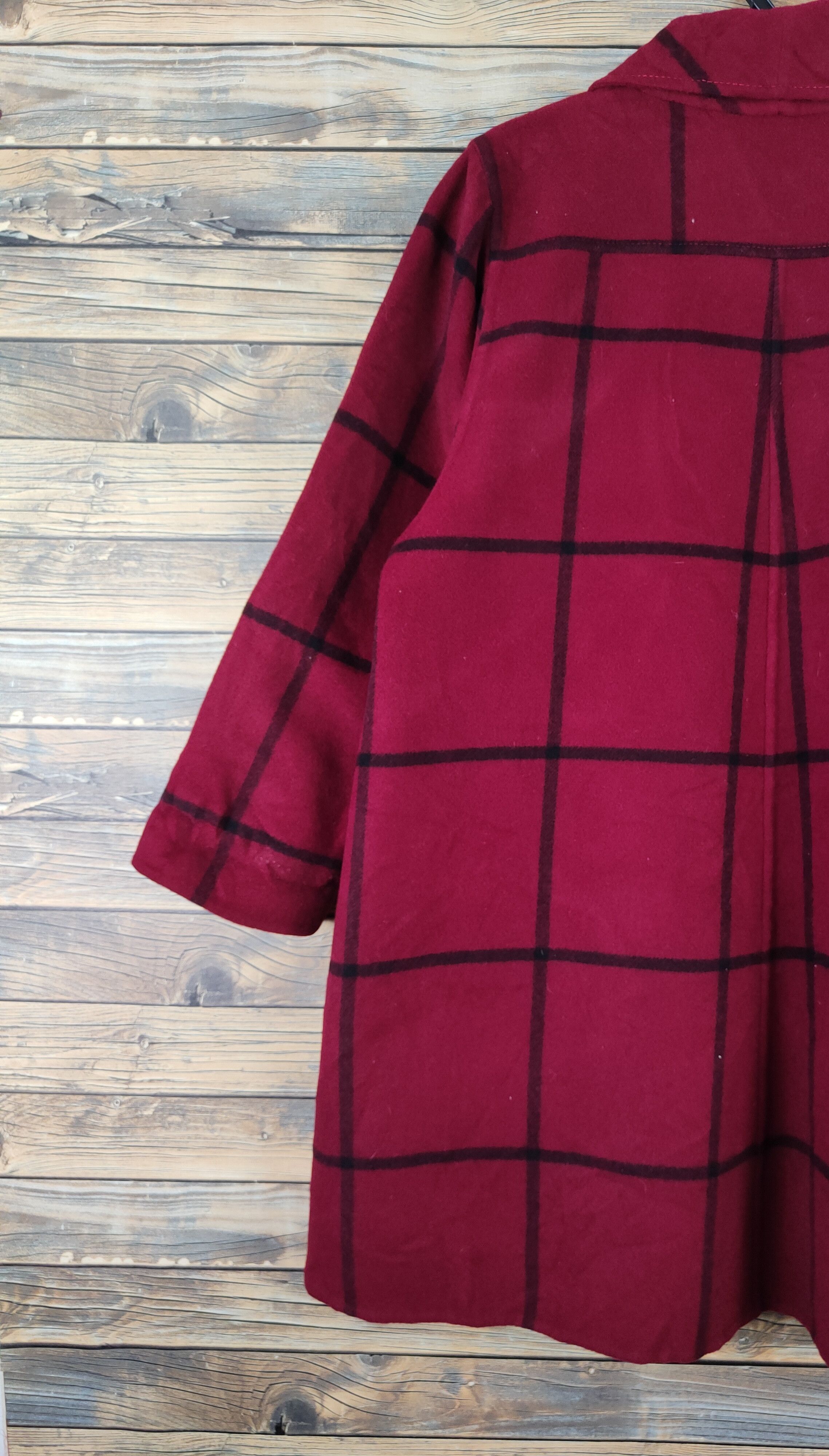 Vintage Pierre Manteam checkered Red Wool Coats #W2228 Size L / US 10 / IT 46 - 8 Thumbnail