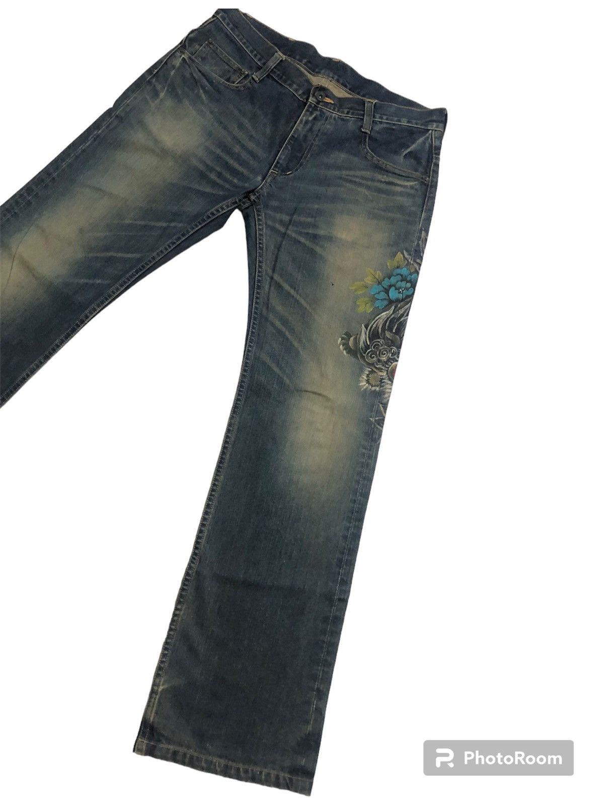 Dragonfly × Japanese Brand RARE!! JAPANESE NAMINORITATSUJIN PRINTED DRAGON JEANS Size US 34 / EU 50 - 12 Thumbnail