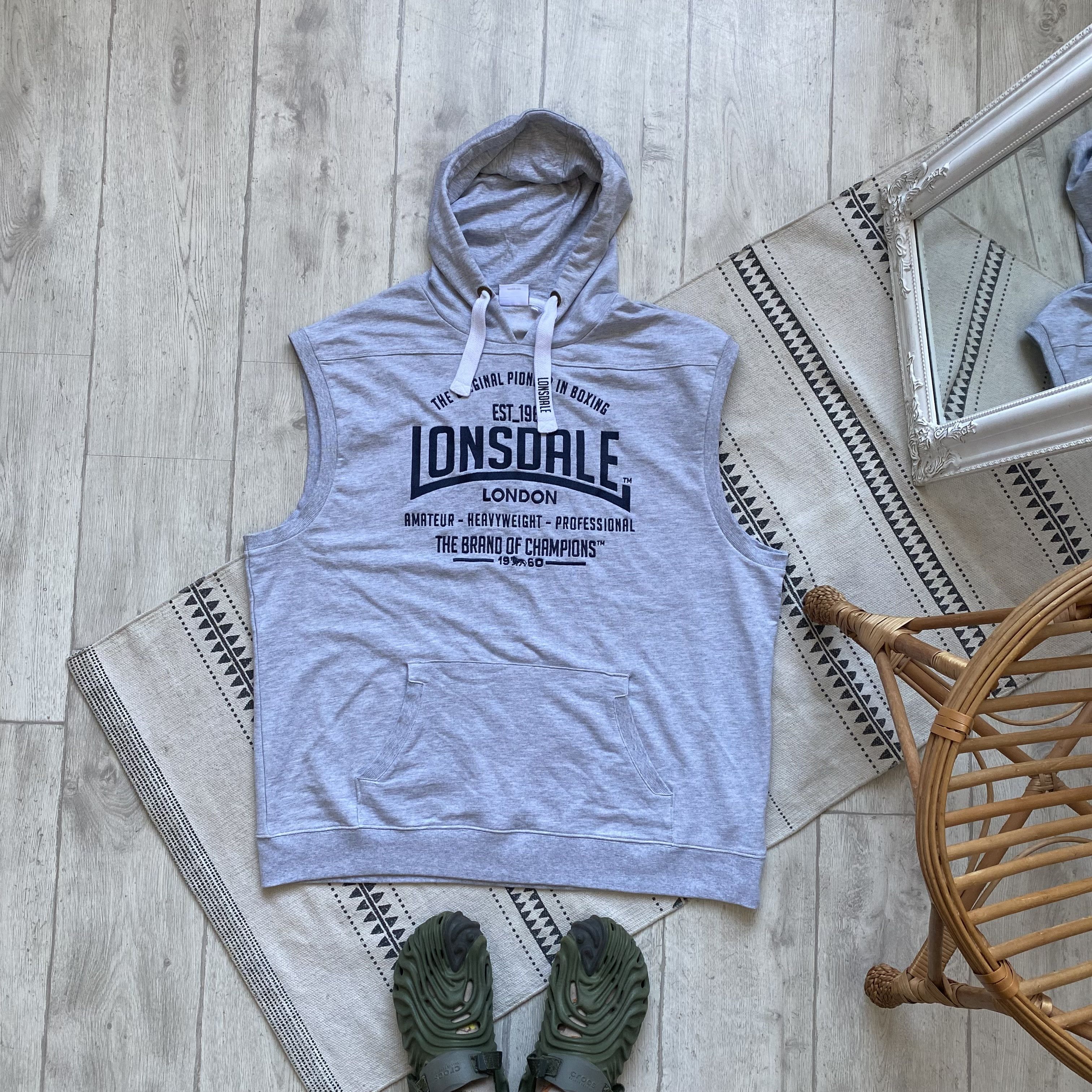 Lonsdale 🥊 Vintage 00s Lonsdale Baggy Hoodie vest boxing Size US XXL / EU 58 / 5 - 1 Thumbnail