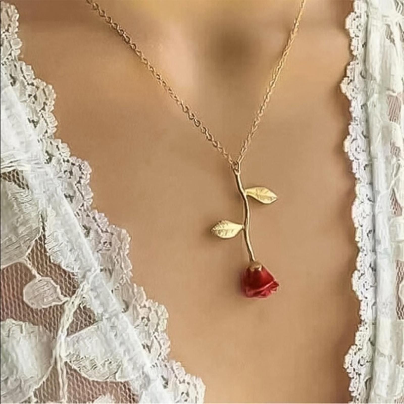 Designer Rose Pendant Necklace 18K Plated Gold NWT Size ONE SIZE - 5 Thumbnail