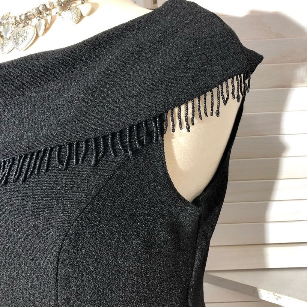 Vintage 90s dress black cocktail Audrey Hepburn style pencil midi XL Size XL / US 12-14 / IT 48-50 - 6 Thumbnail