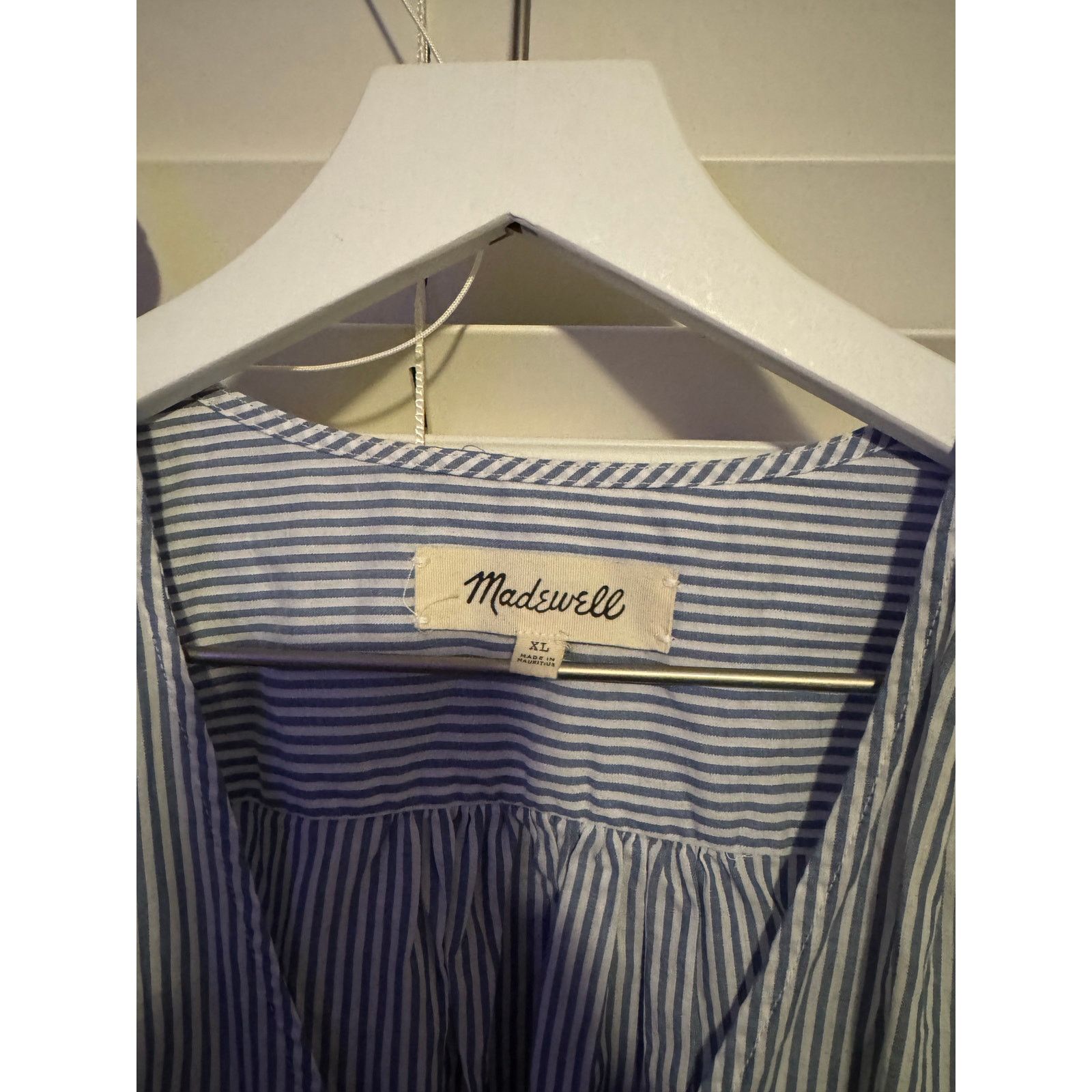 Madewell Madewell Wrap Top in Indigo Stripe Blouse Size XL Size XL / US 12-14 / IT 48-50 - 7 Thumbnail