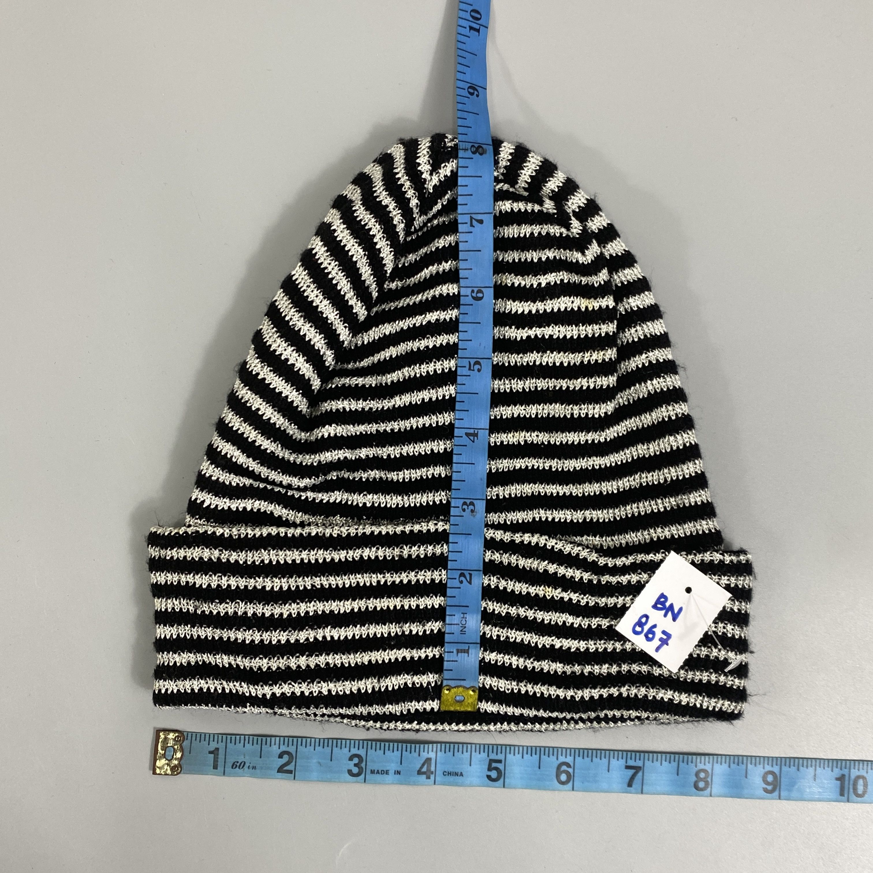 Japanese Brand Black And White Stripe Snow Cap Hat -BN867 Size ONE SIZE - 5 Thumbnail