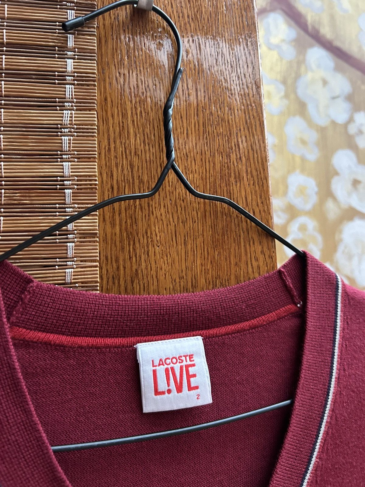 Lacoste Vintage Lacoste Live Burgundy Cotton Knit Cardigan Size 2 Size US M / EU 48-50 / 2 - 4 Thumbnail