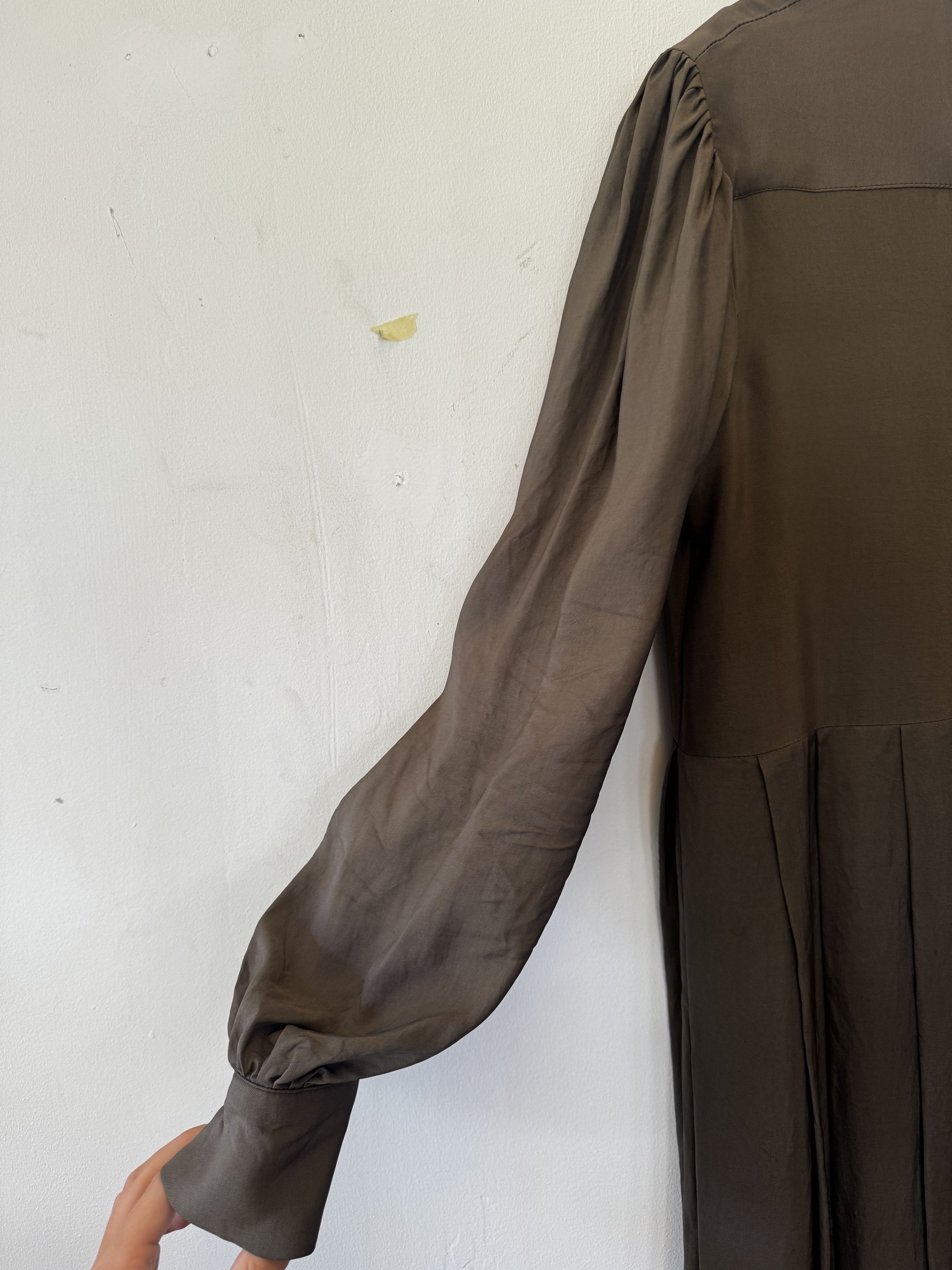 Mavranyma Brown pleated silk dress Size M / US 6-8 / IT 42-44 - 4 Thumbnail