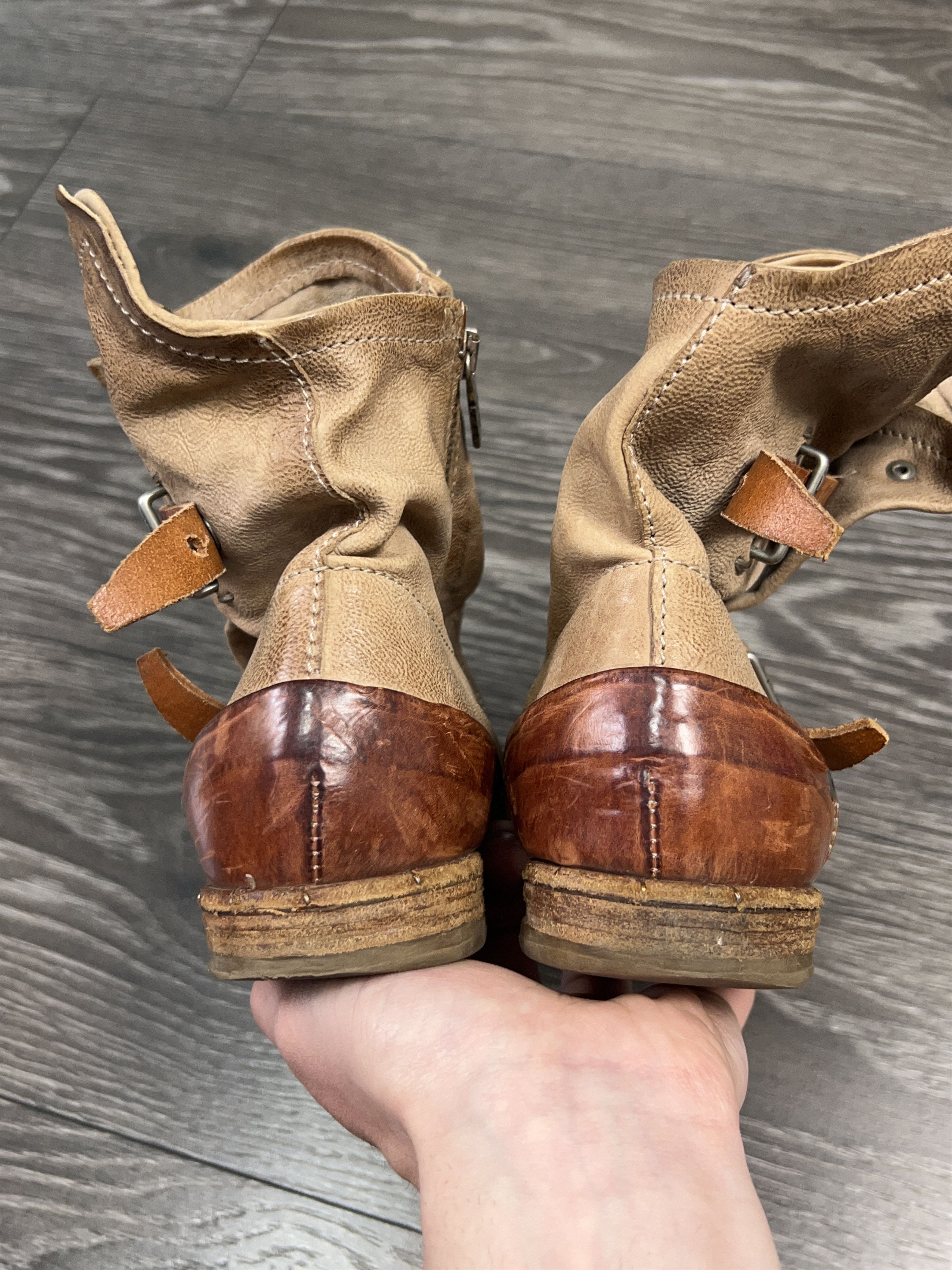 A.S.98 Airstep Leather Boots Shoes Moto Biker Gothic Buckle Zip Size US 10 / IT 40 - 10 Thumbnail