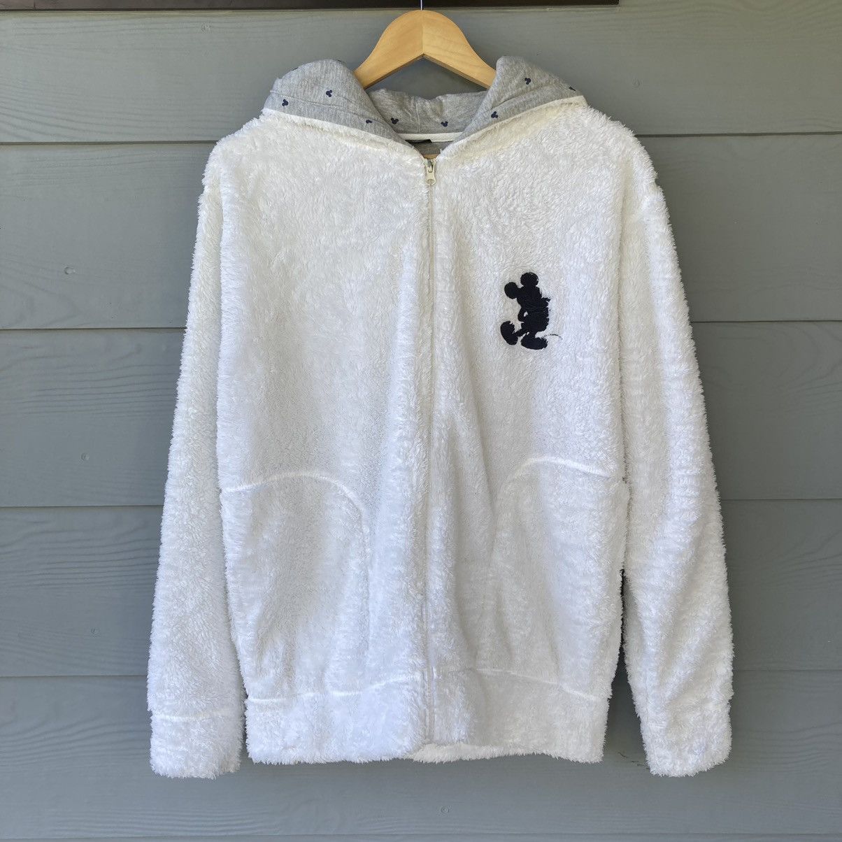 Disney Vintage Mickey Mouse White Full Zip Fleece Size L / US 10 / IT 46 - 1 Thumbnail