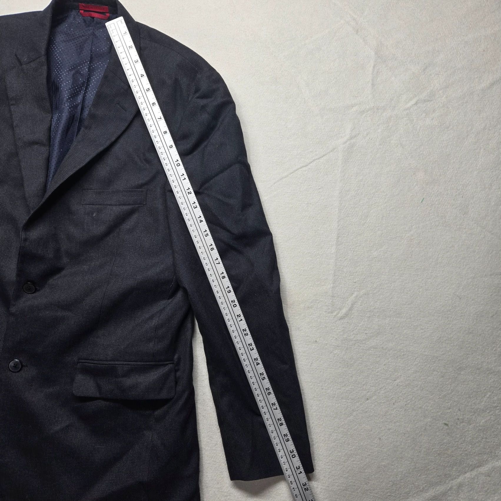 Alfani Alfani Blazer Jacket Wool 42R Regular Mens Gray Solid Business Jacket Notch Lapel Two-Button Front - Vintage? (No, not vintage) Size 42R - 6 Thumbnail