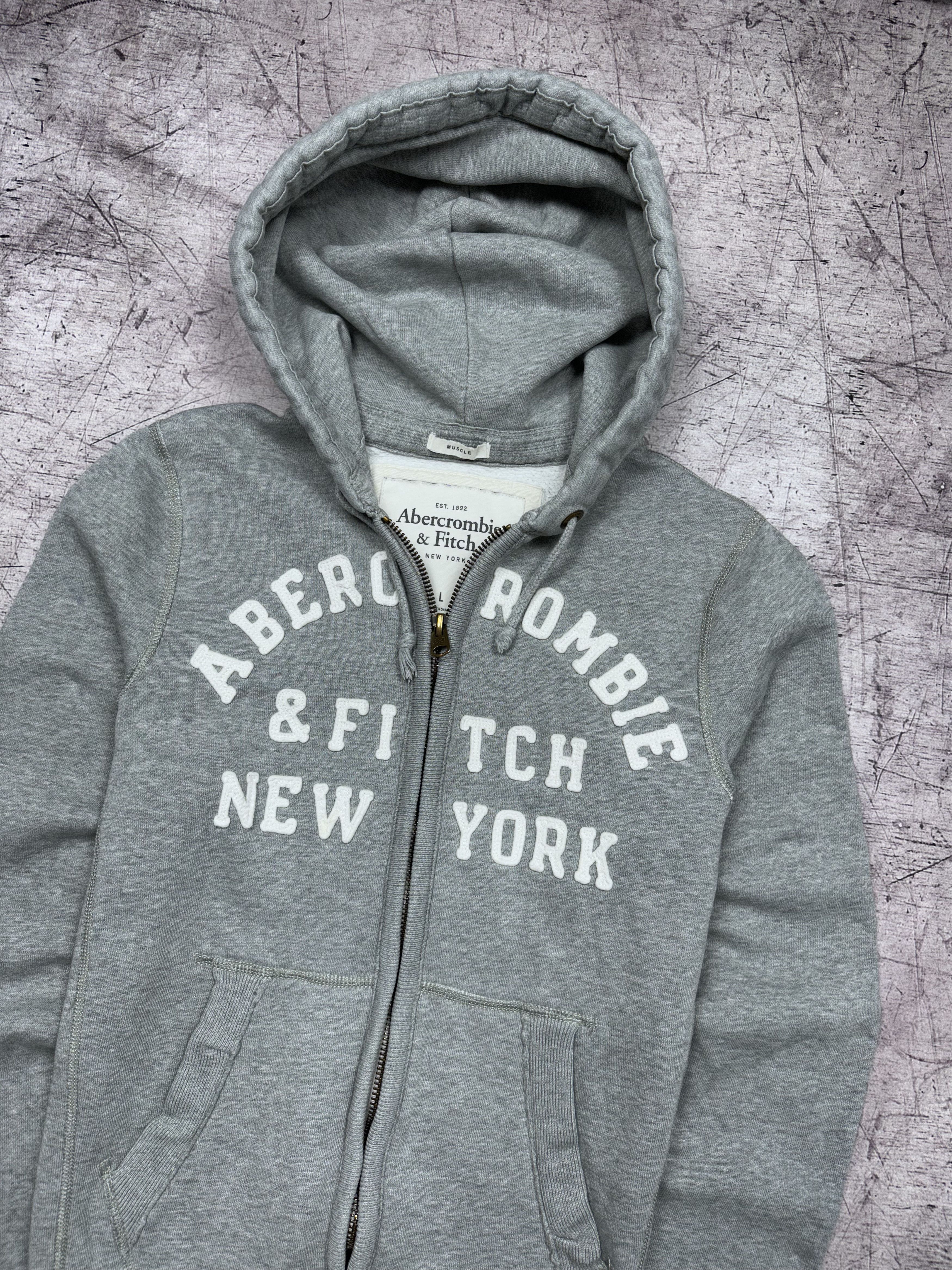Abercrombie & Fitch × Vintage Abercrombie & Fitch Vintage Mens Full Zip Gray Hoodie Y2K Size US L / EU 52-54 / 3 - 2 Thumbnail