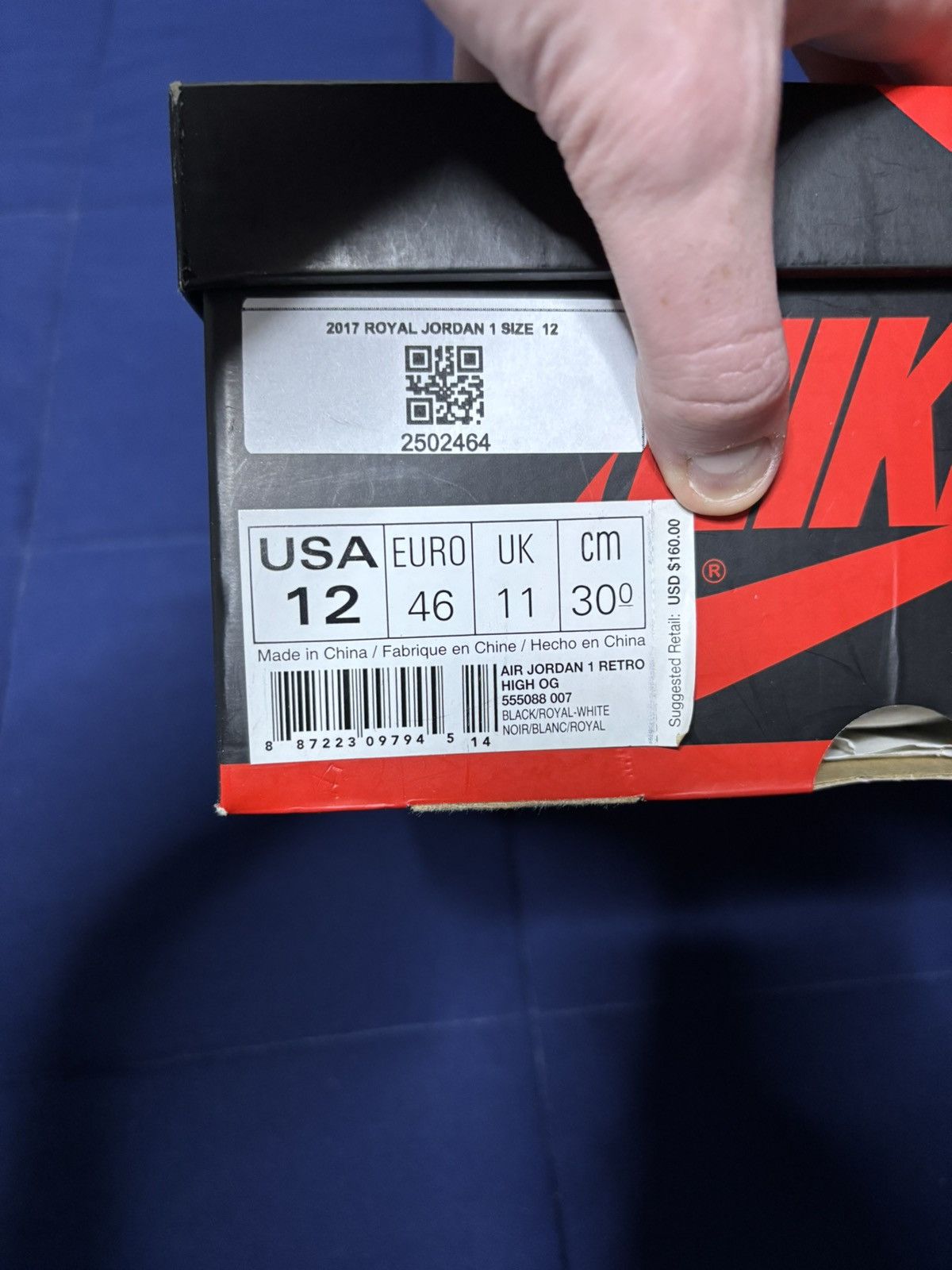 Jordan Brand Jordan 1 Retro High OG Royal 2017 Size 12 Size US 12 / EU 45 - 9 Thumbnail