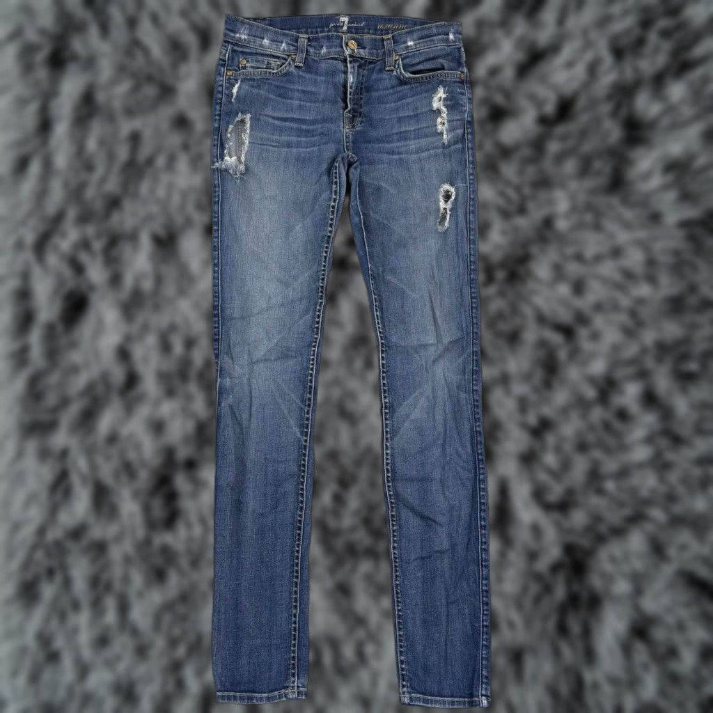 7 For All Mankind 7 For All Mankind Jeans Womens 29 Blue Roxanne Denim 30x32 Ankle Denim Casual Capri 80s Bohemian Hippie Womens Jeans Size 29" - 1 Thumbnail