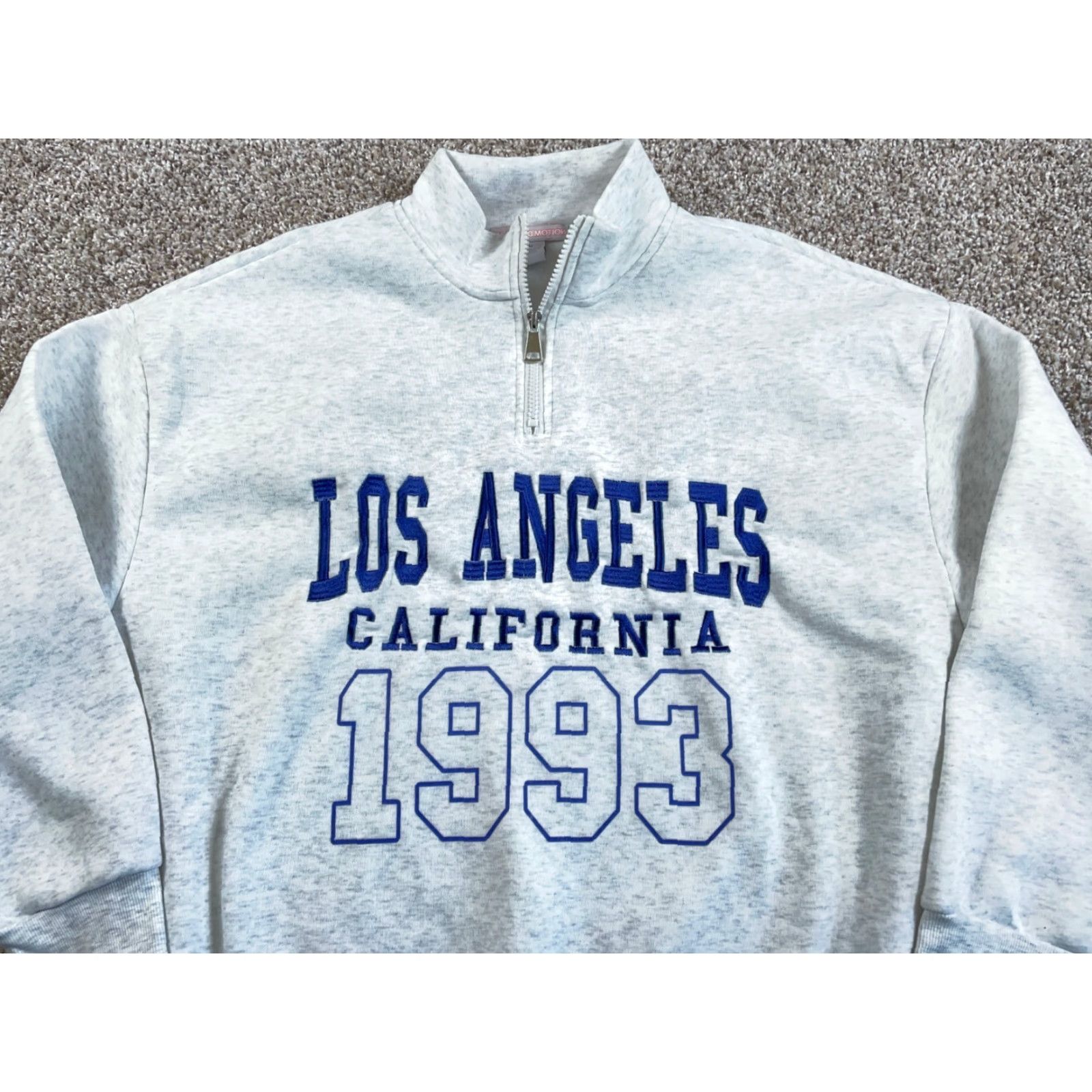 Etro Retro Sweatshirt 1/4 Zip Los Angeles California Women's Medium Gray Embroidered Size M / US 6-8 / IT 42-44 - 4 Thumbnail