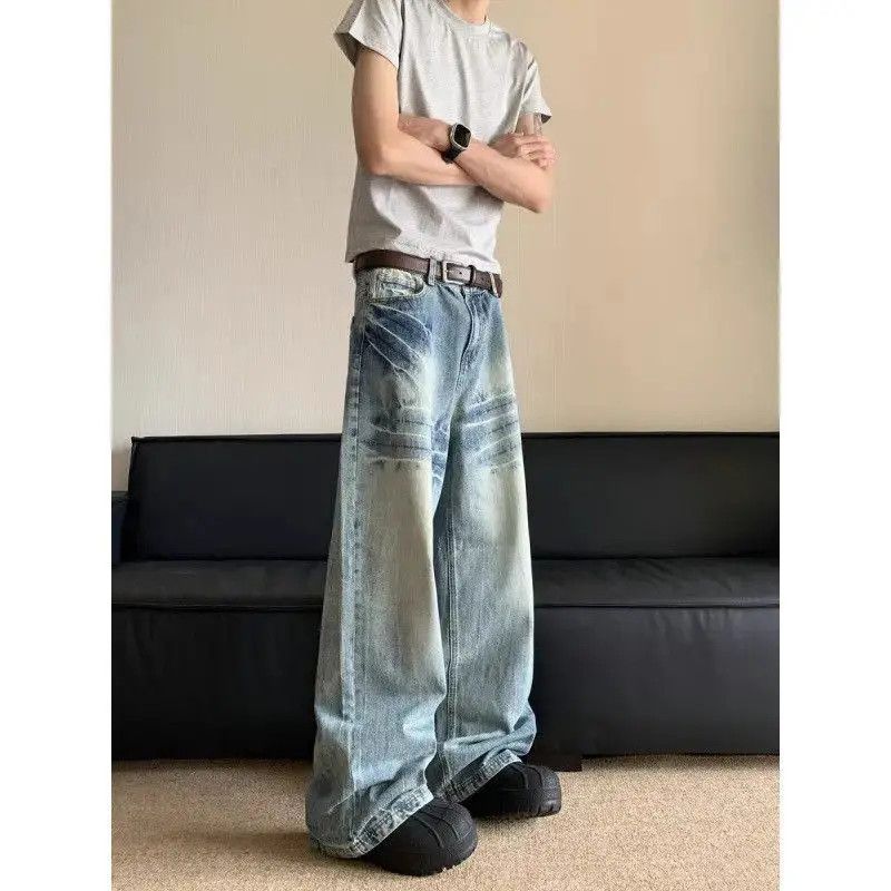 Japanese Brand Retro loose straight tube electric stripe jeans Size US 32 / EU 48 - 4 Thumbnail