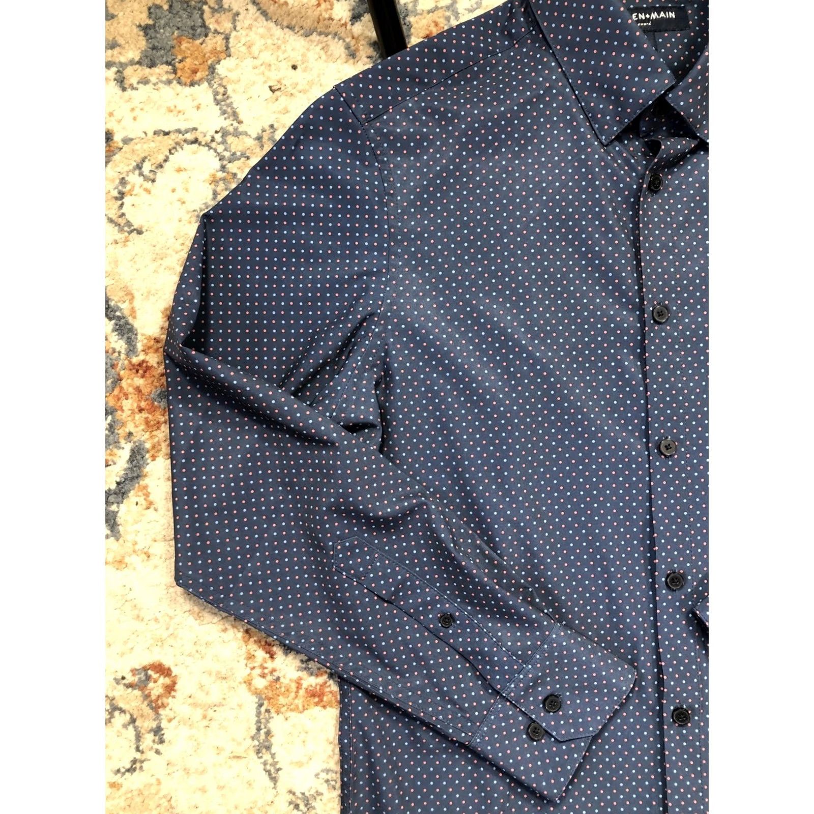 Mizzen+Main Mizzen+Main Shirt Mens Small Blue Micro Dot Leeward Trim Performance Button Down Size US S / EU 44-46 / 1 - 3 Thumbnail