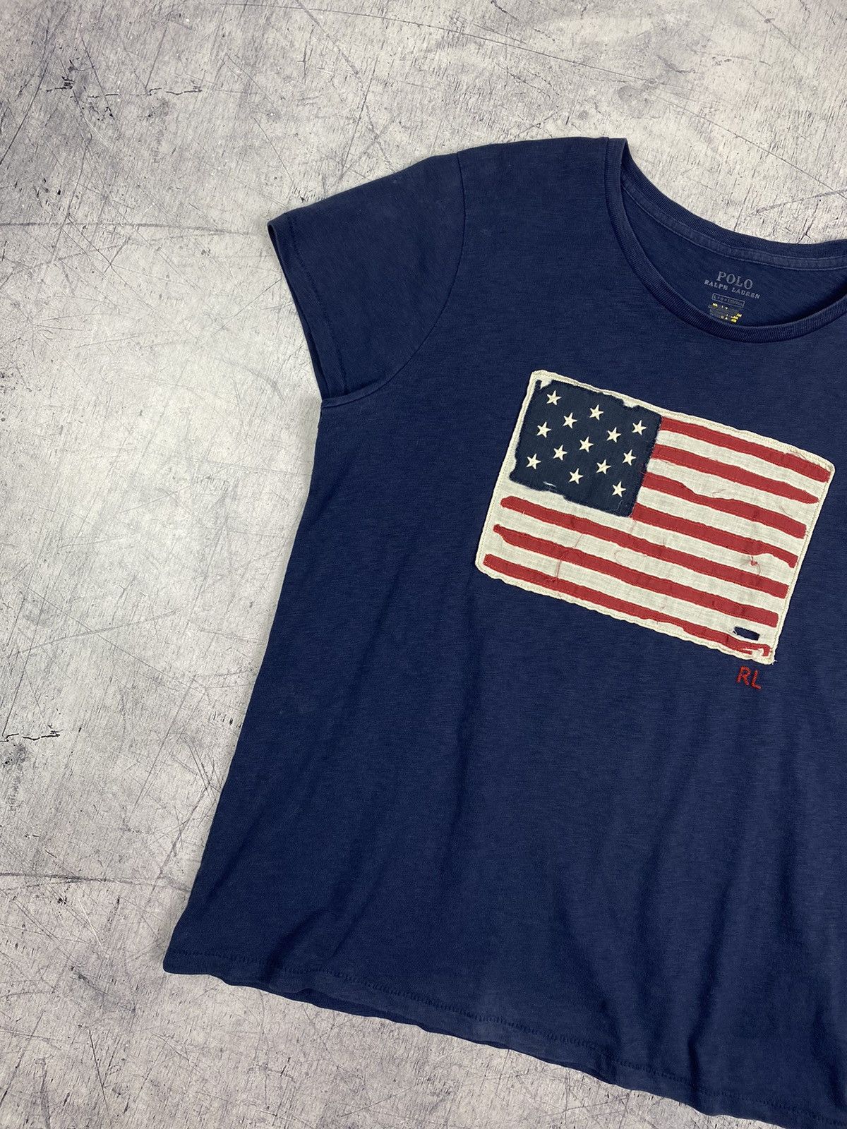 Designer × Polo Ralph Lauren × Vintage Polo Ralph Lauren American Flag Big Logo Tee Size L / US 10 / IT 46 - 4 Thumbnail