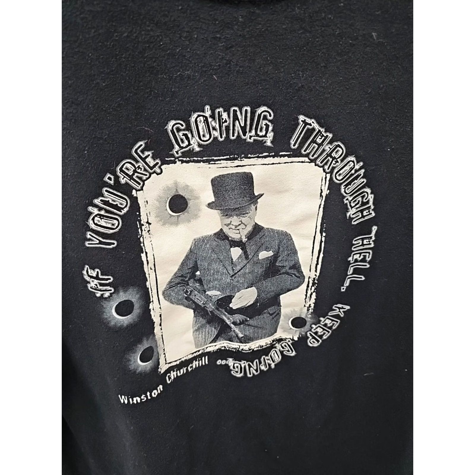 Gildan VINTAGE Winston Churchill War Hell Quote Shirt Back Hit Size XL T-Shirt Men Black Cotton Graphic Print Short Sleeve Crew Neck Gildan Regular Size US XL / EU 56 / 4 - 3 Thumbnail