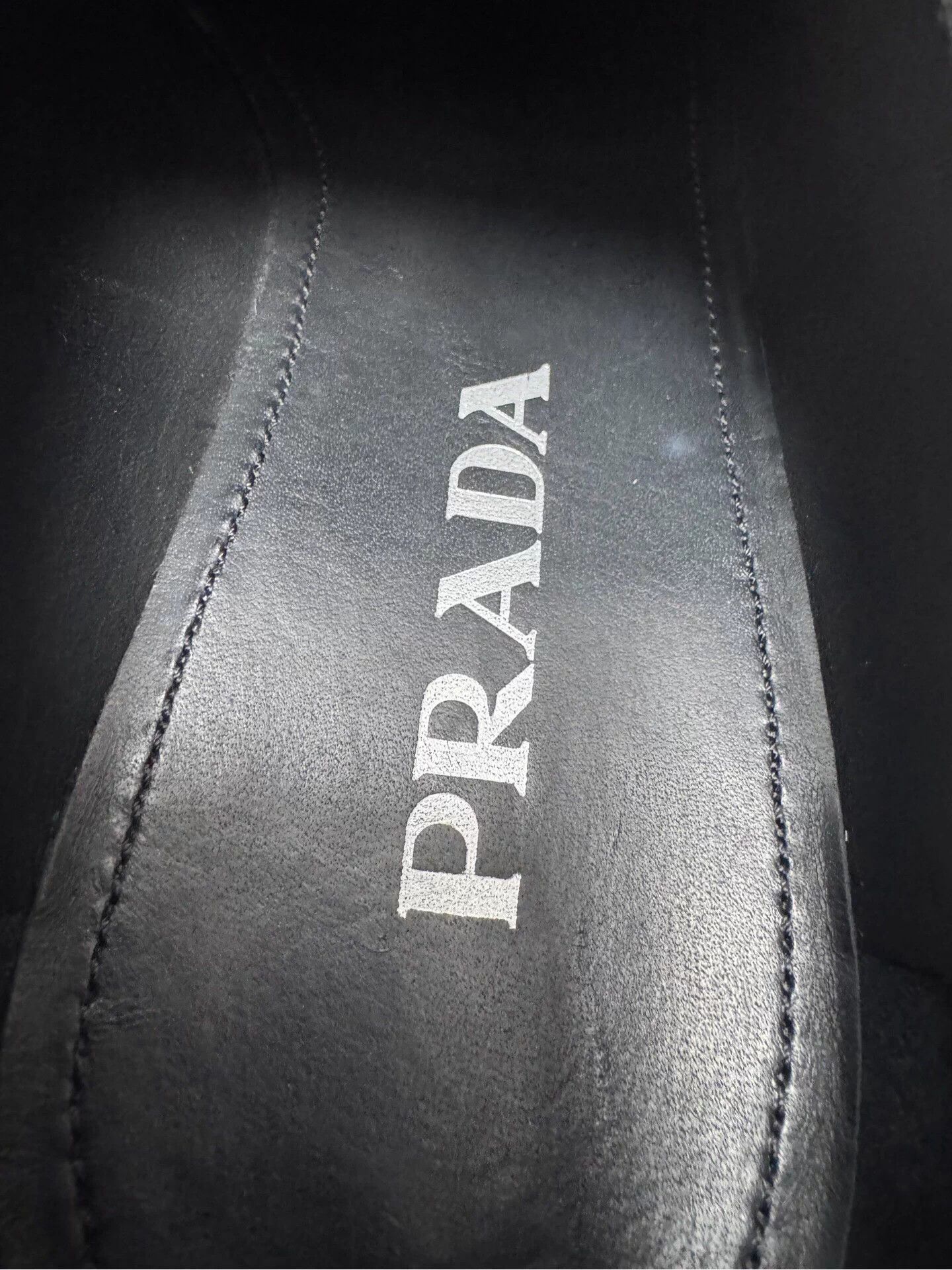 Prada Prada Women's Black Loafers 37.5 EU Silver Triangle Logo New Size US 6.5 / IT 36.5 - 8 Thumbnail