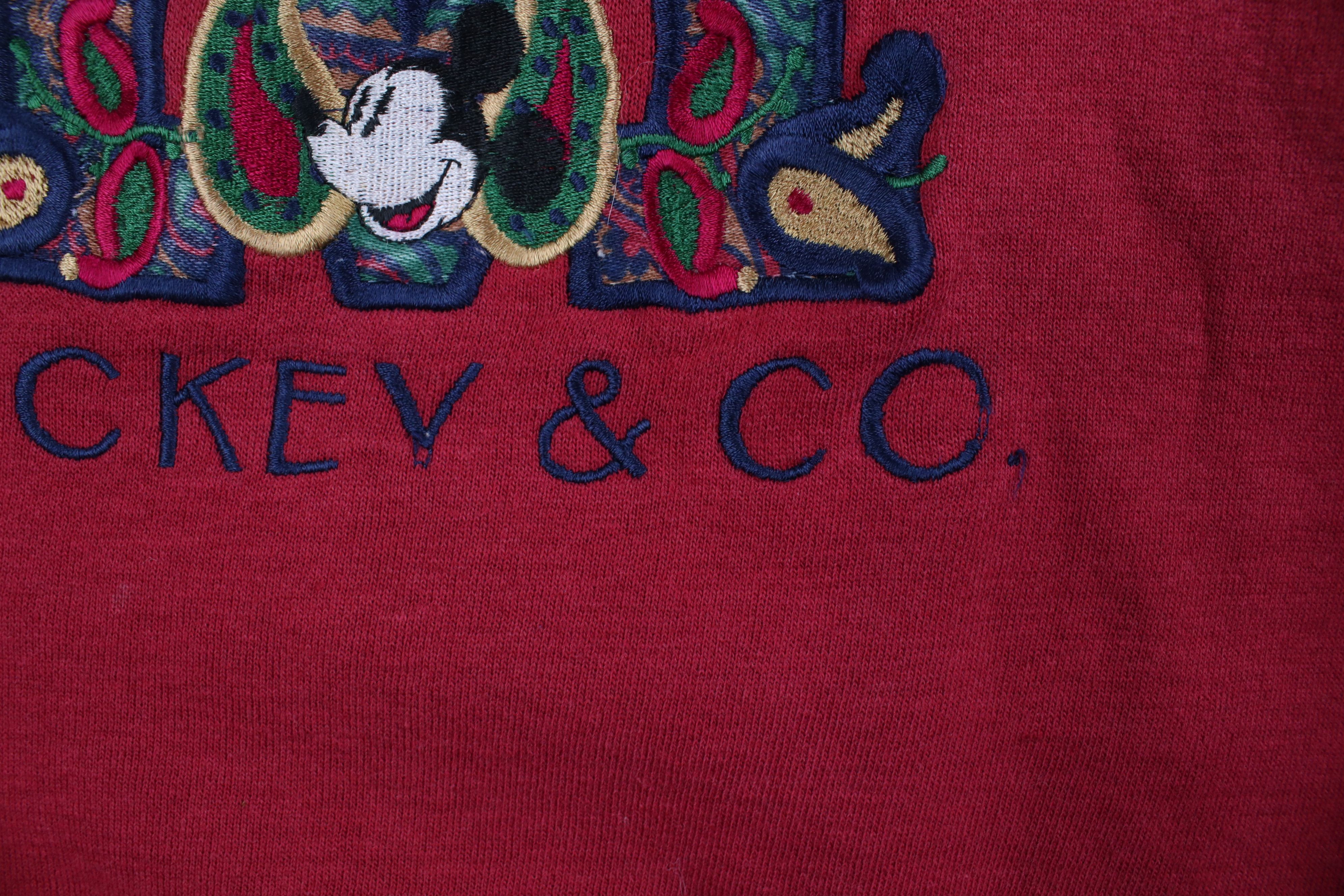 Disney × Vintage Vintage 90s Disney Paisley Mickey Mouse Sweatshirt Red Size L / US 10 / IT 46 - 6 Thumbnail