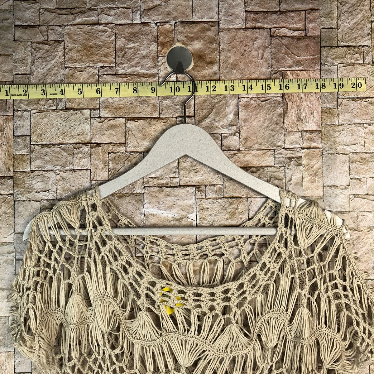Homespun Knitwear × Japanese Brand × Vintage Japanese Brand crochet meshnet Brown Knitwear #A1233 Size M / US 6-8 / IT 42-44 - 4 Thumbnail