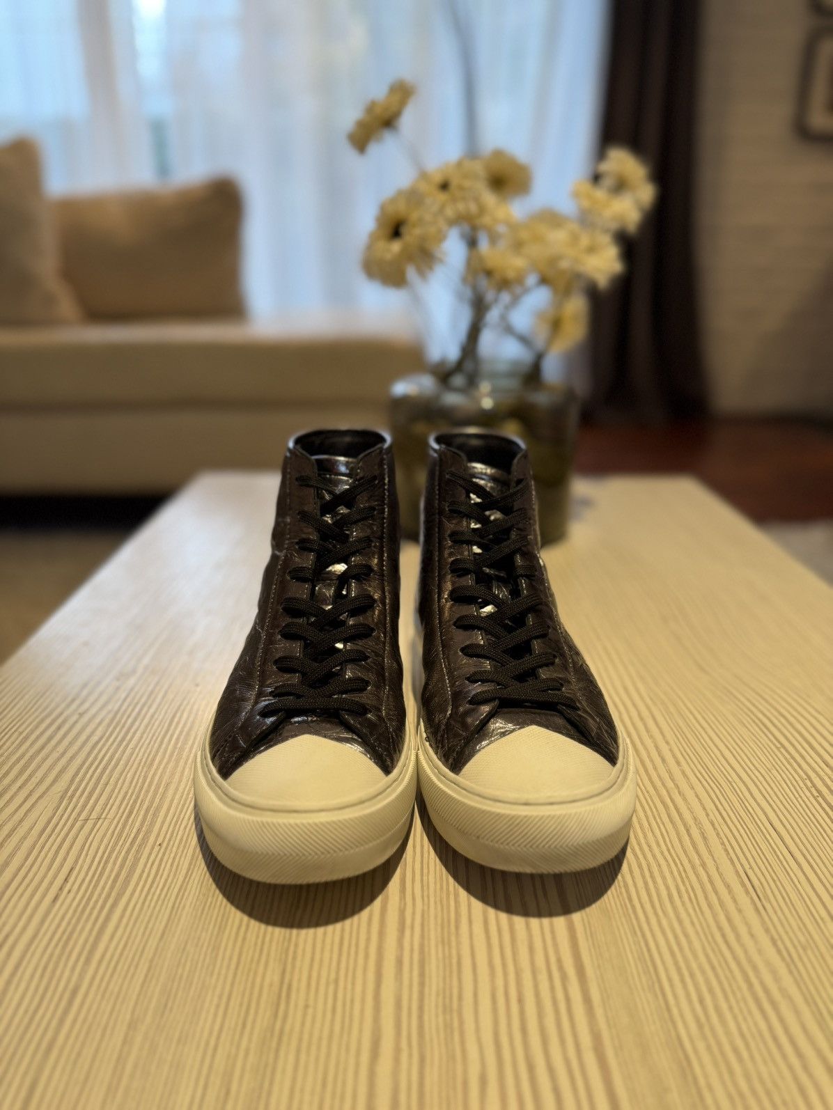 Louis Vuitton Louis Vuitton Damier Metallic Leather High-Top Snealkers Size US 8 / EU 41 - 3 Thumbnail