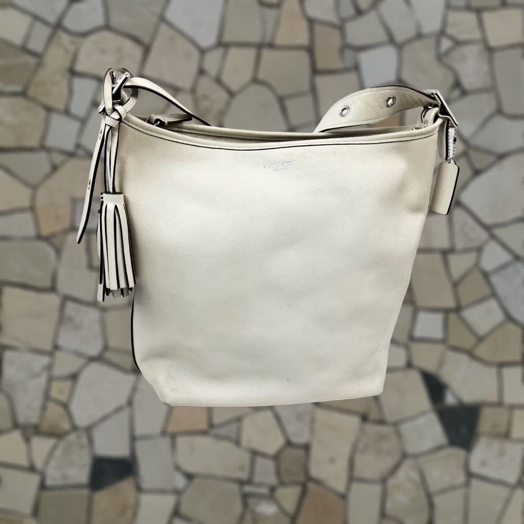 Coach VINTAGE Coach Legacy Tassel Duffle Leather Shoulder Handbag Purse 19889 Brown Off-White Size ONE SIZE - 1 Thumbnail