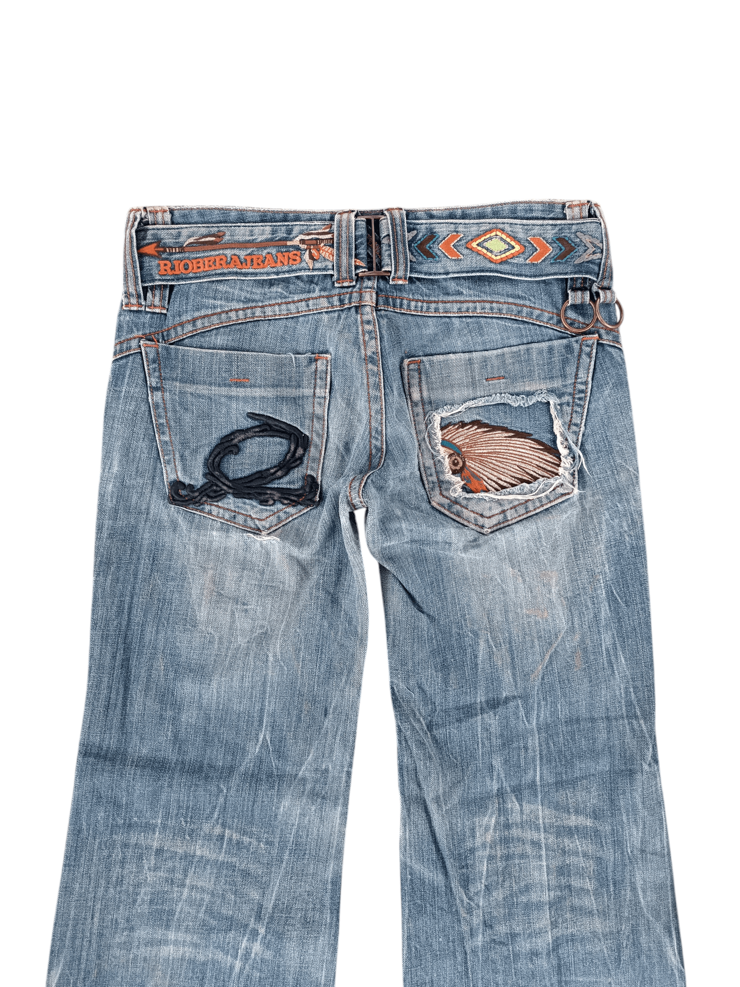 Other 🇯🇵 RIOBERIO SUPER FLARED EMBROIDERED DENIM PANTS Size US 30 / EU 46 - 14 Thumbnail