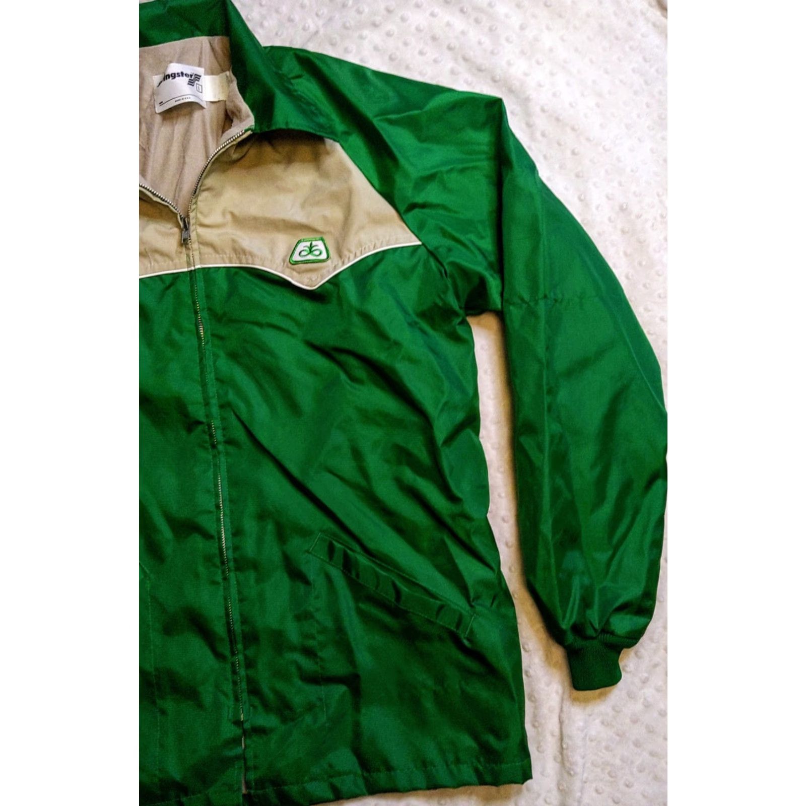 Vintage VINTAGE Swingster Jacket Green Tan Solid Windbreaker Mid-Length Zip Embroidered Logo 90s USA Mens L Regular Size US L / EU 52-54 / 3 - 2 Thumbnail