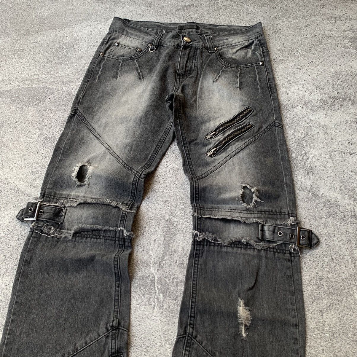 If Six Was Nine Black Baccara Multizipper Distressed bondage Flare Jeans Size US 30 / EU 46 - 4 Thumbnail