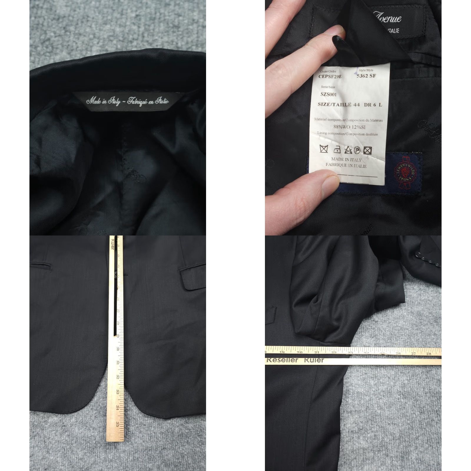 Ermenegildo Zegna VINTAGE Ermenegildo Zegna Saks 5th Blazer Jacket Men's 44 SLIM Black Wool Silk Blend EUC Size 44R - 8 Thumbnail