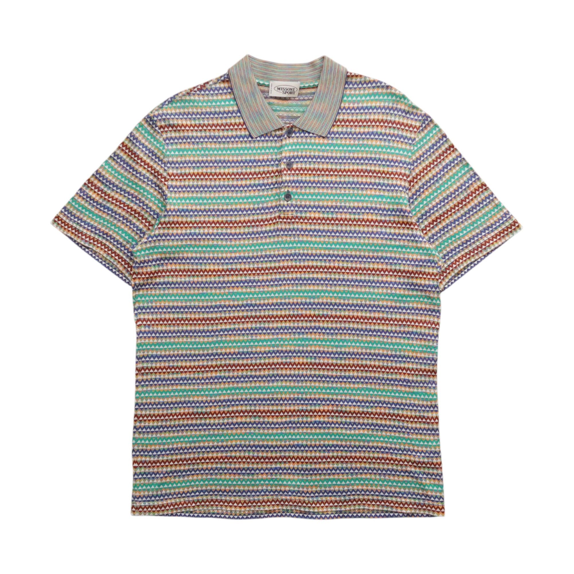 Missoni Vintage 90s Missoni Sport Psychedelic Argyle Polo Shirt Size US S / EU 44-46 / 1 - 1 Thumbnail