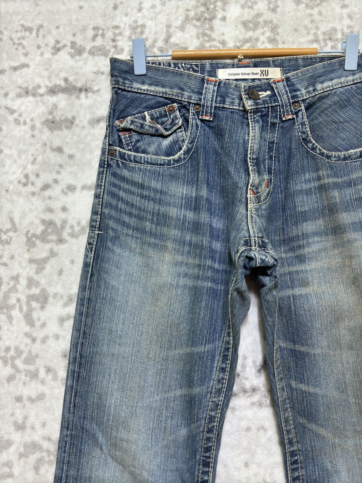 Edwin Vintage Edwin 401XV Muddy Wash Flared Distressed Jeans Size US 29 - 4 Thumbnail