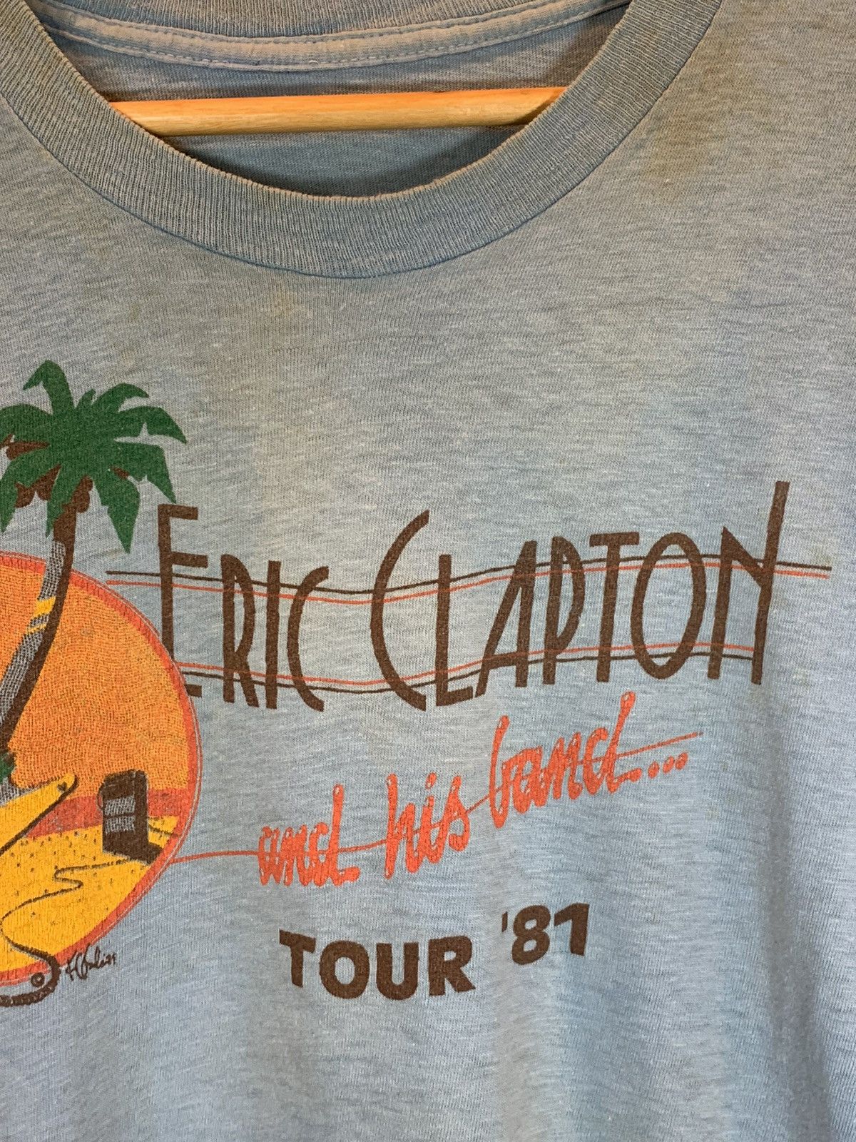 Band Tees × Vintage *RARE* Vintage 1981 Eric Clapton Single Stitch Tour T-Shirt Size US L / EU 52-54 / 3 - 5 Thumbnail
