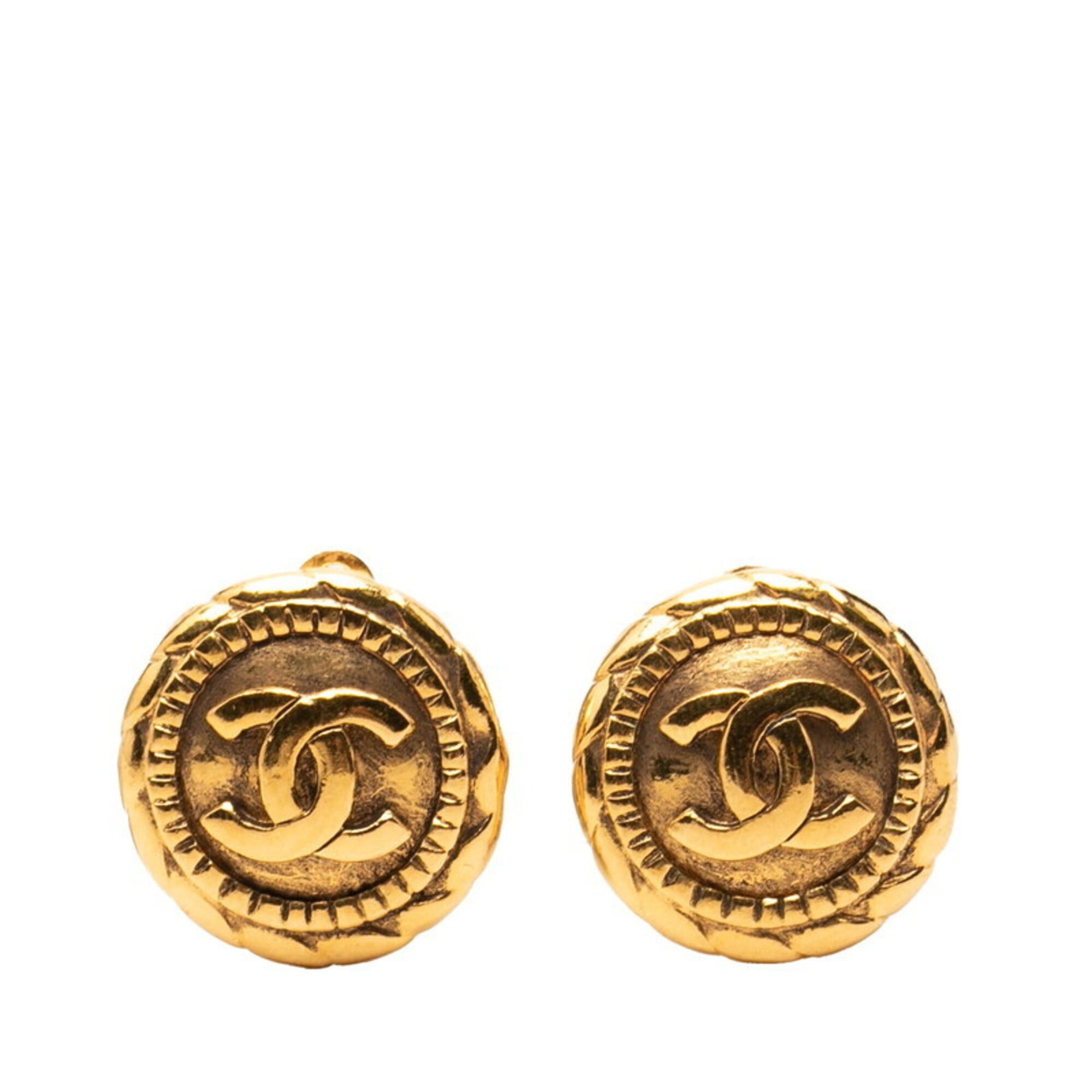 Chanel Chanel Coco Mark Round Earrings, Gold Plated, Women's CHANEL Size ONE SIZE - 1 Thumbnail